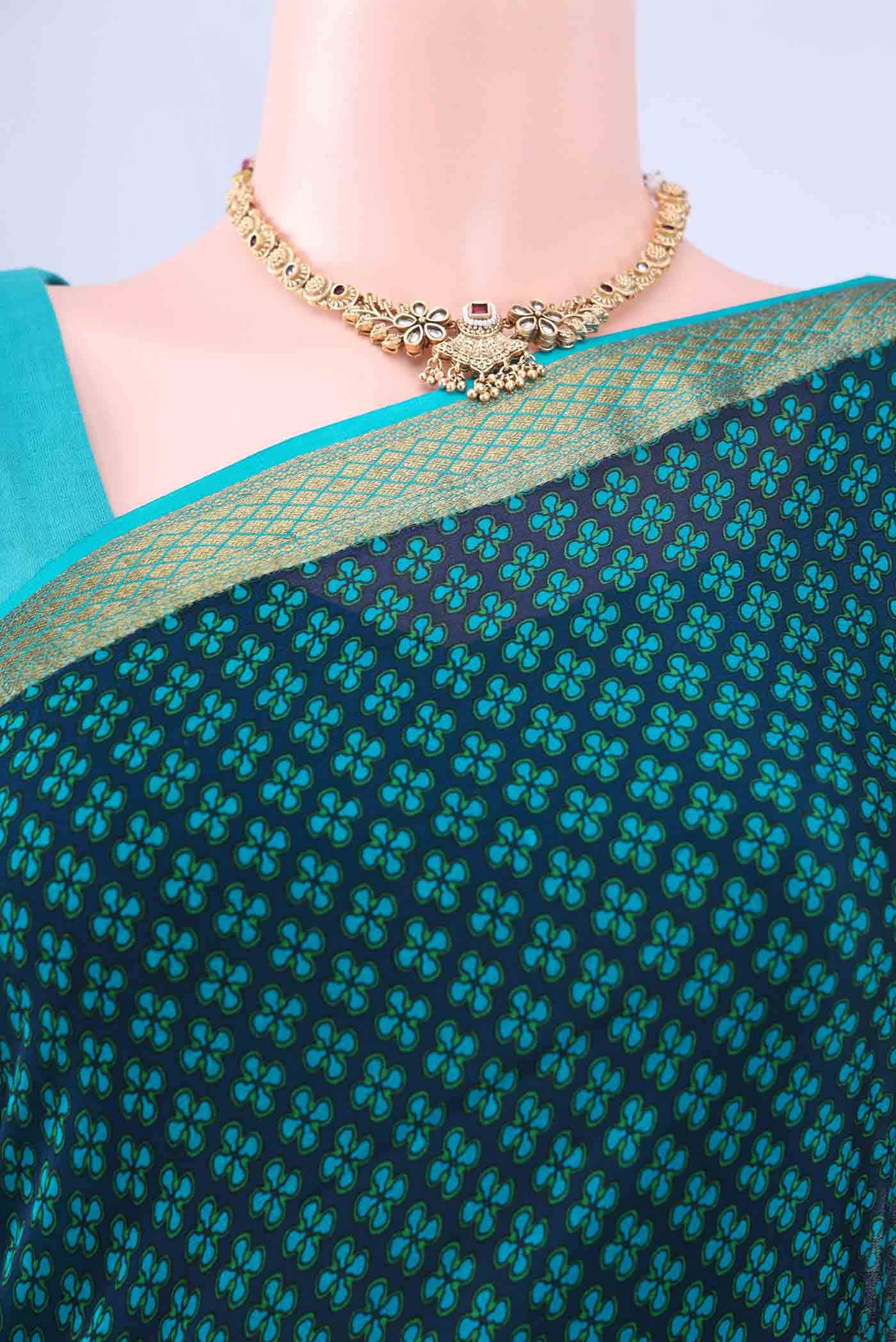 Black Mysore Crepe Saree