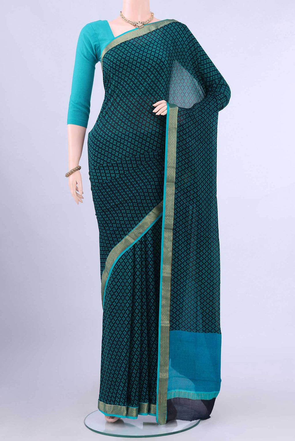 Black Mysore Crepe Saree