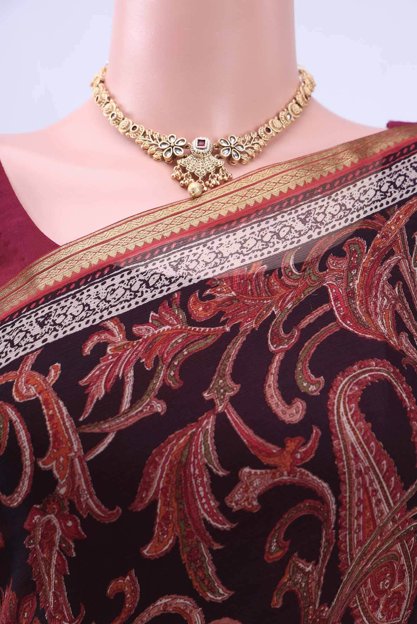 Black Mysore Chiffon Saree
