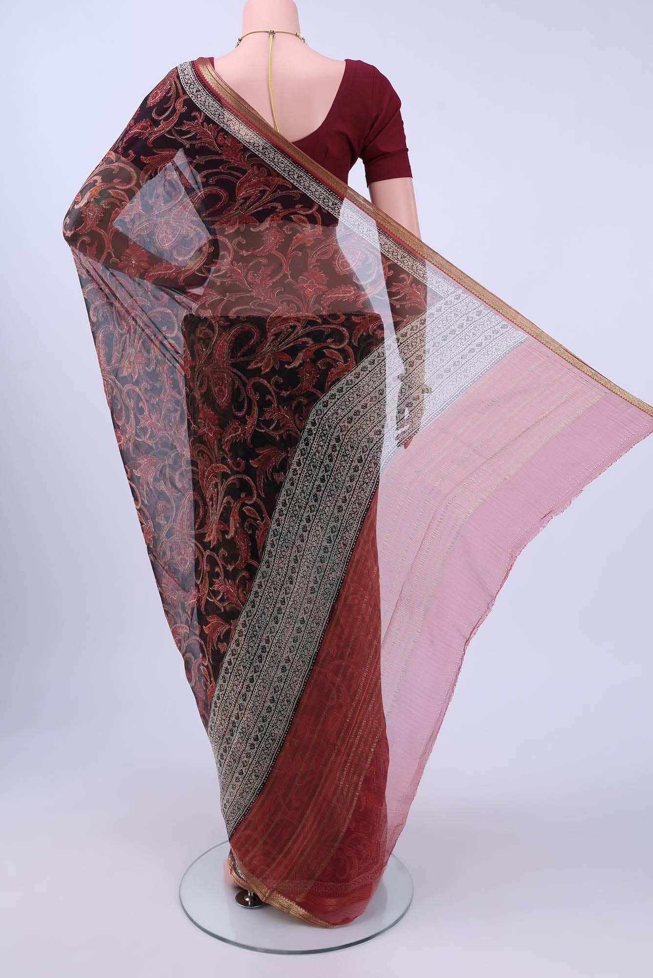 Black Mysore Chiffon Saree