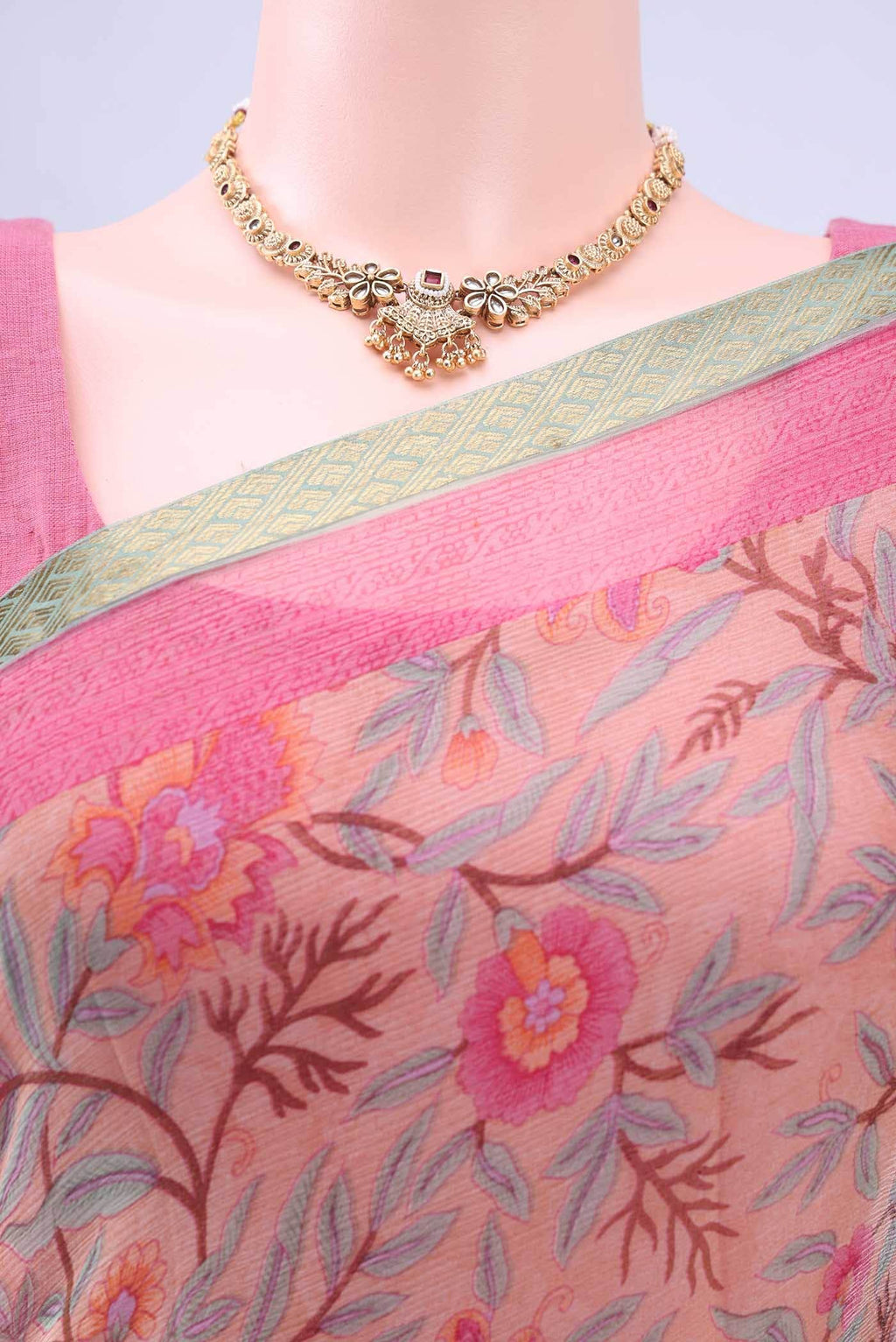 Peach Chiffon Saree
