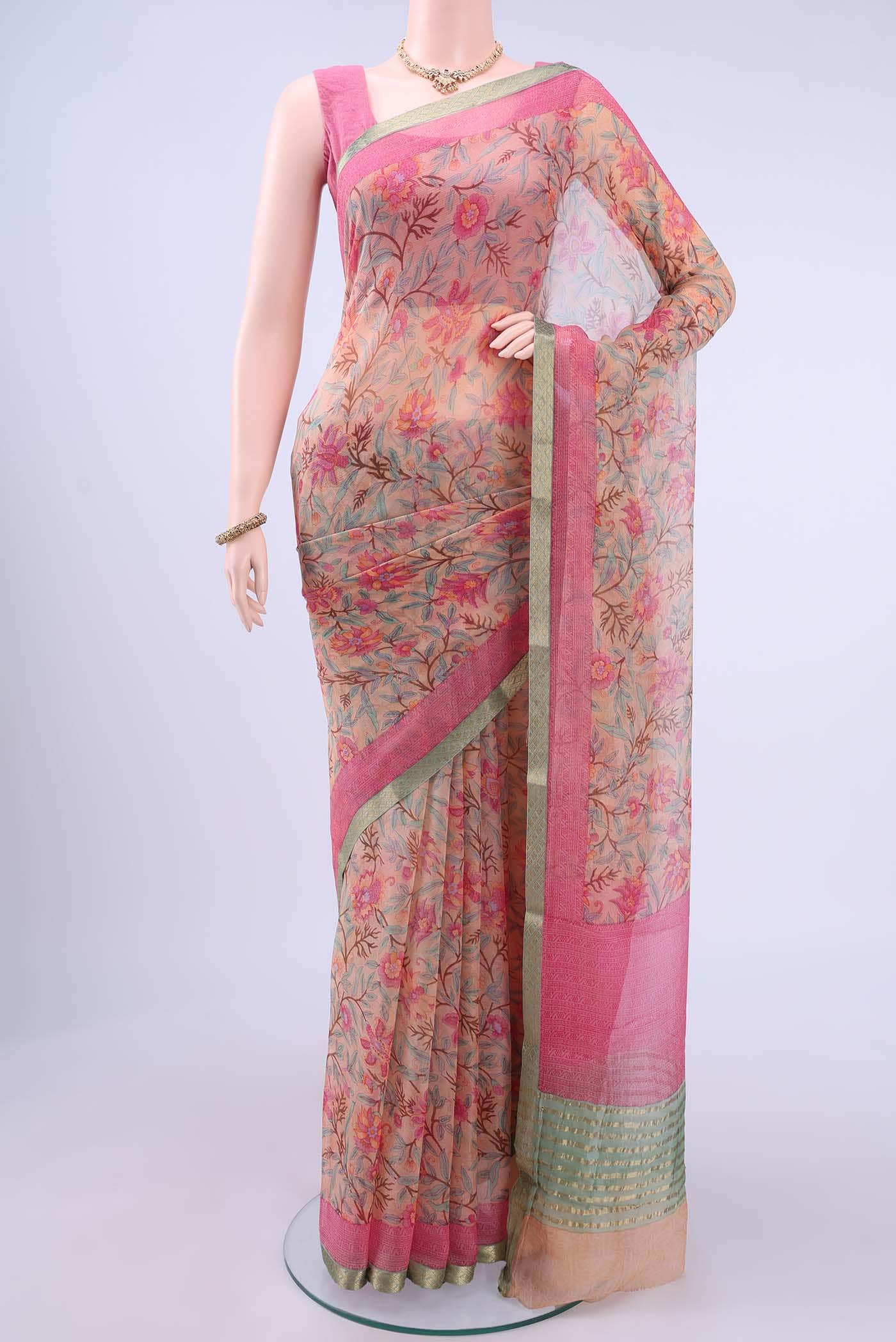 Peach Chiffon Saree