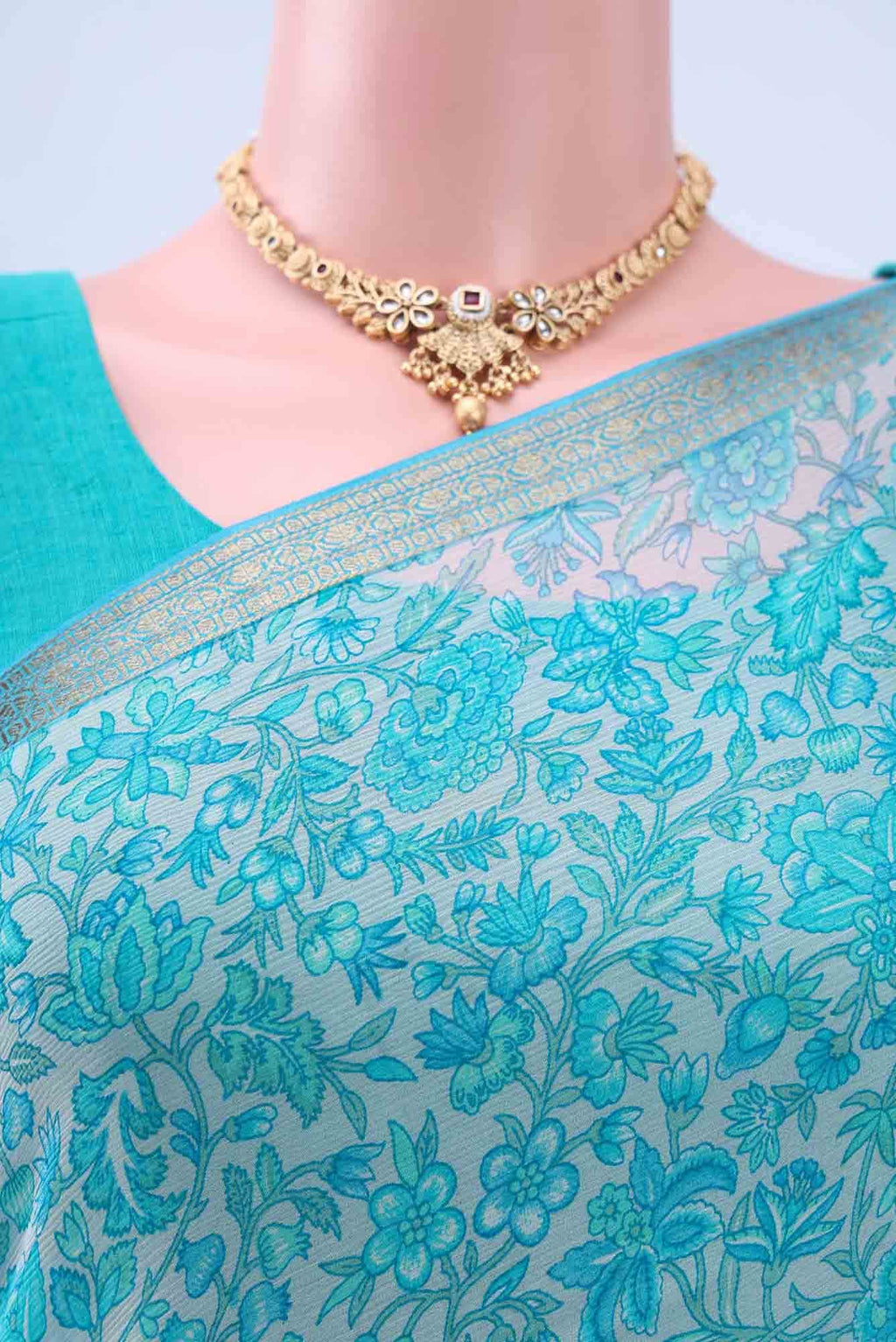 Off White Mysore Chiffon Saree