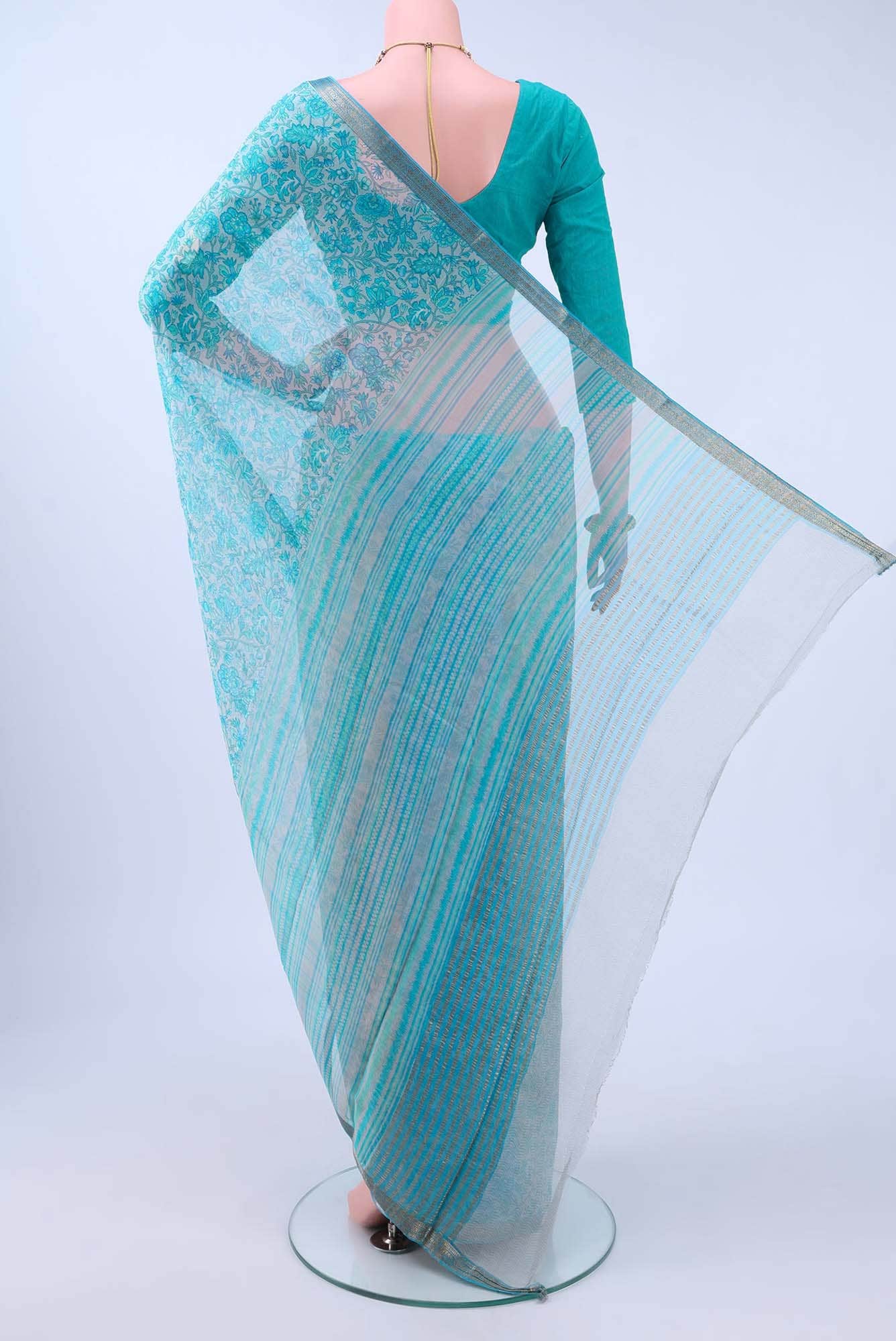 Off White Mysore Chiffon Saree