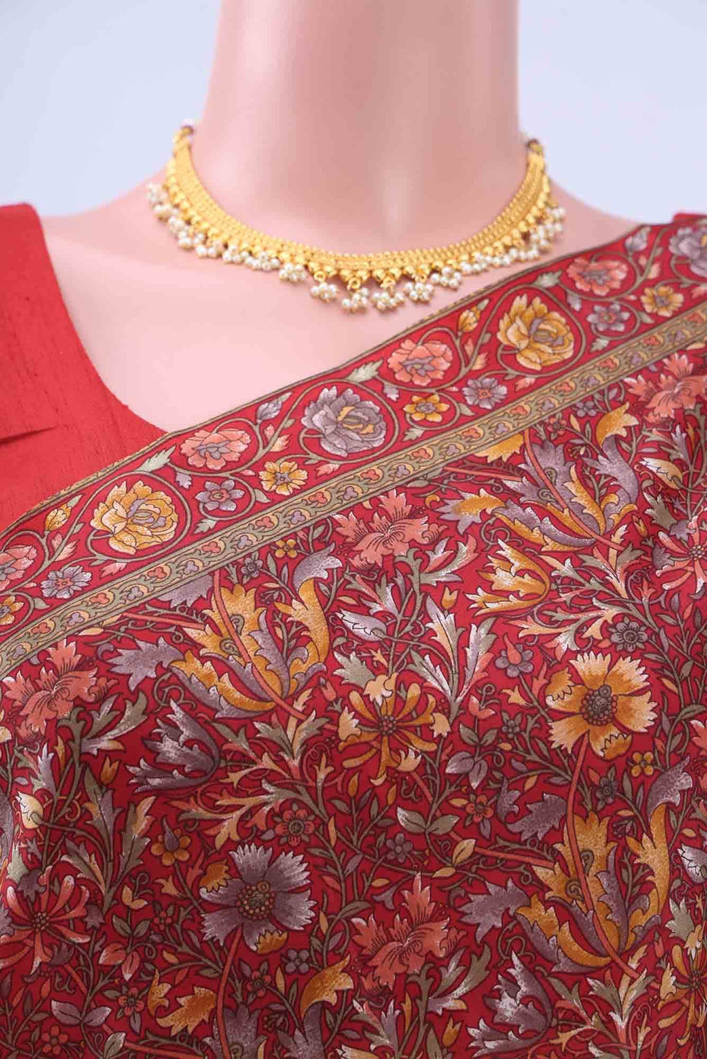 Red Printed Silk Saree