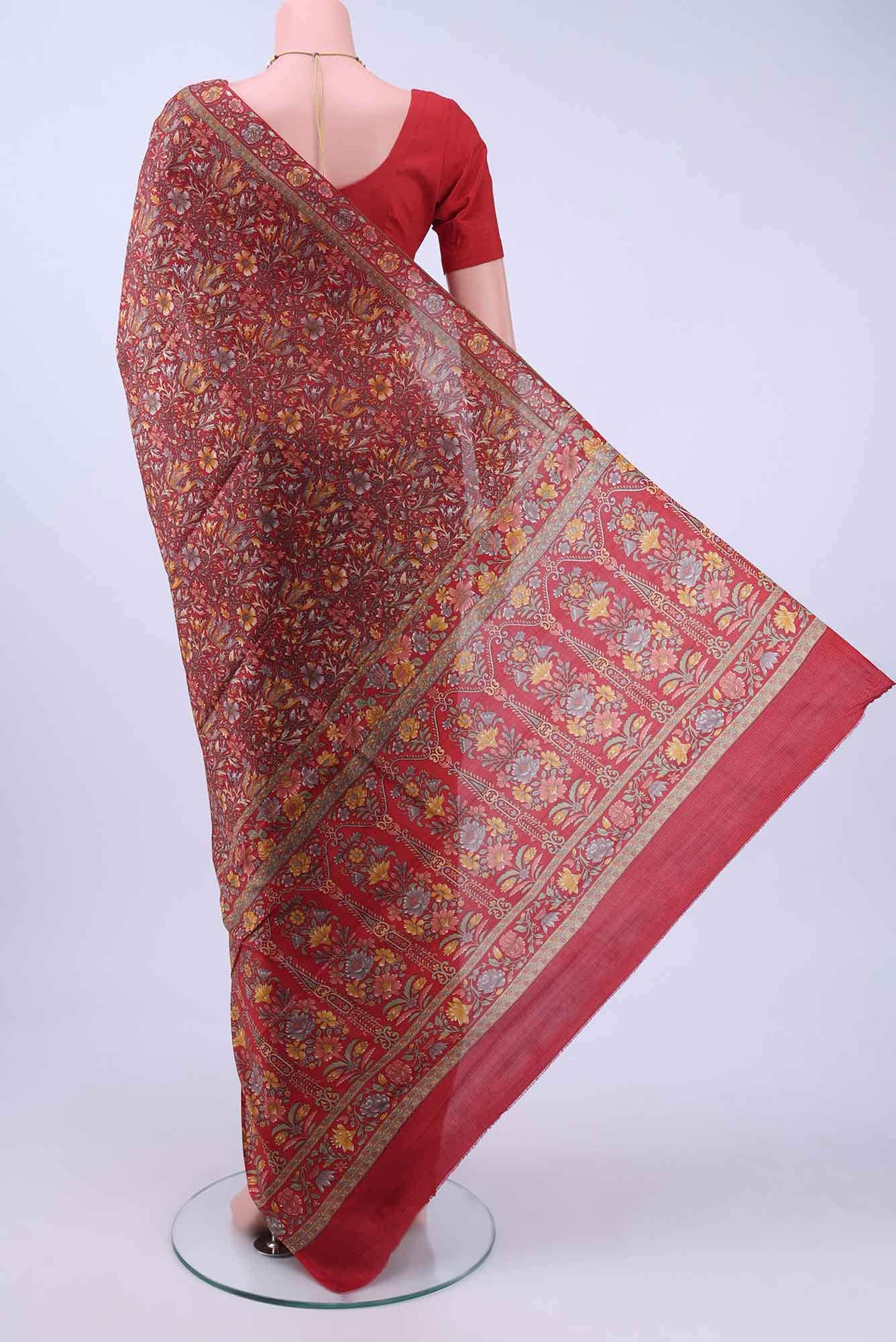Red Printed Silk Saree