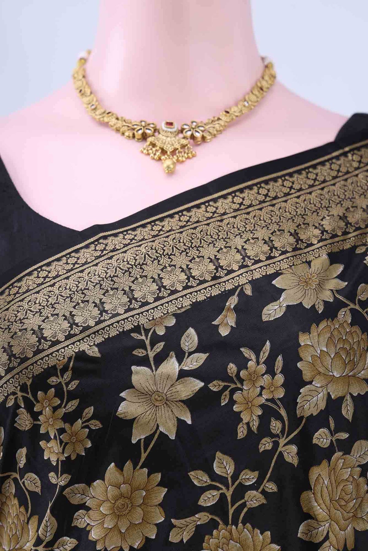 Black Printed Silk Saree