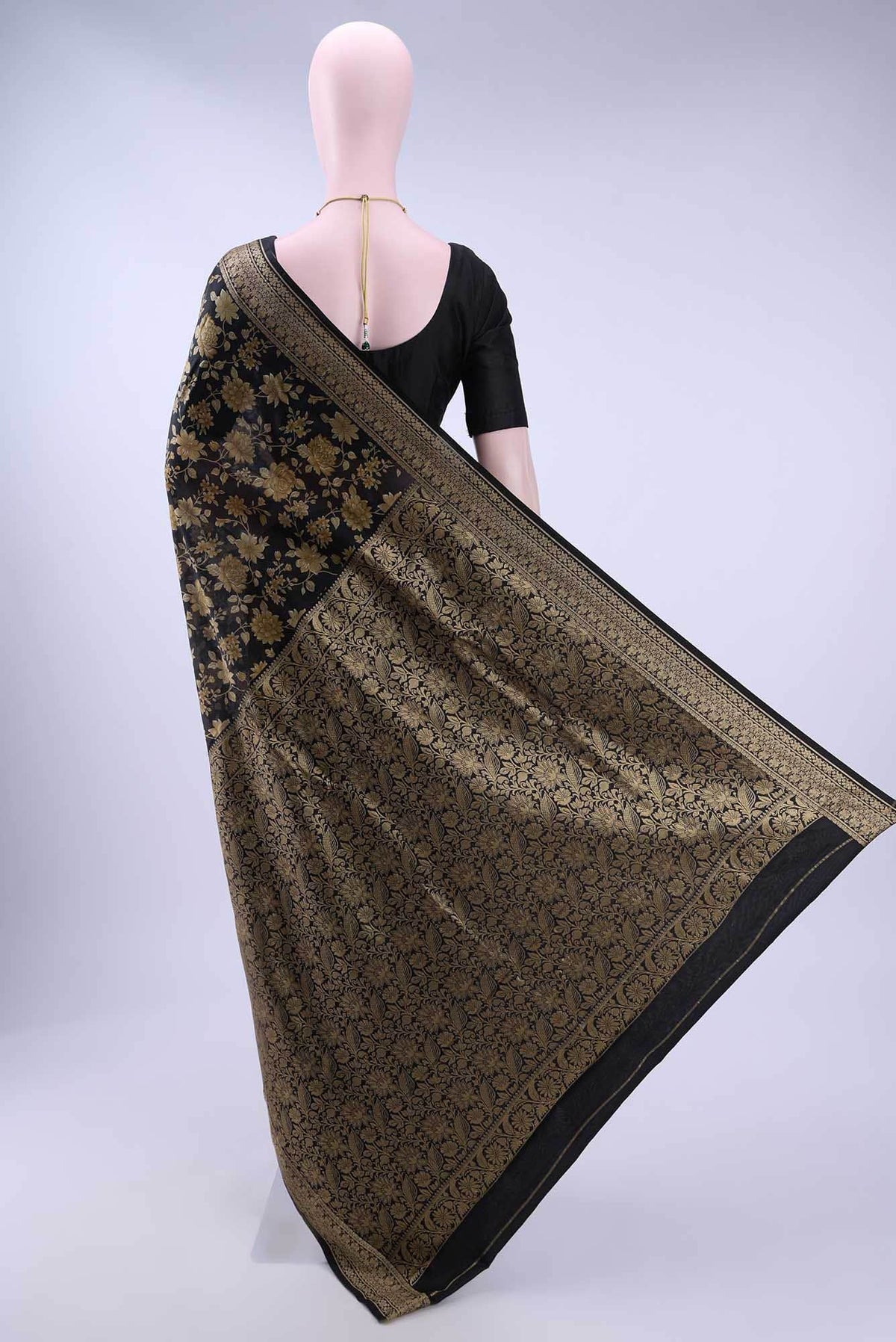 Black Printed Silk Saree