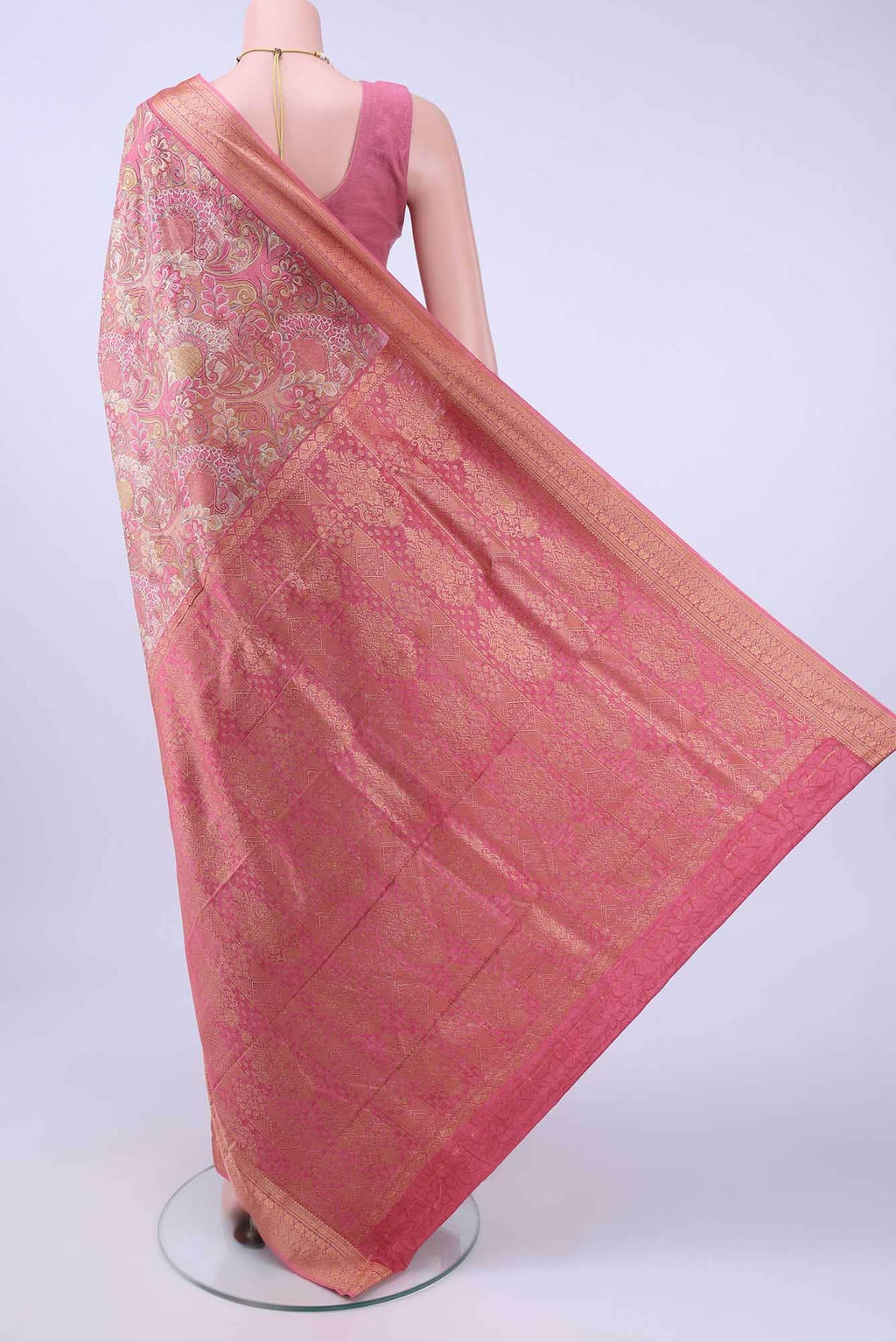 Pink Printed Silk Saree