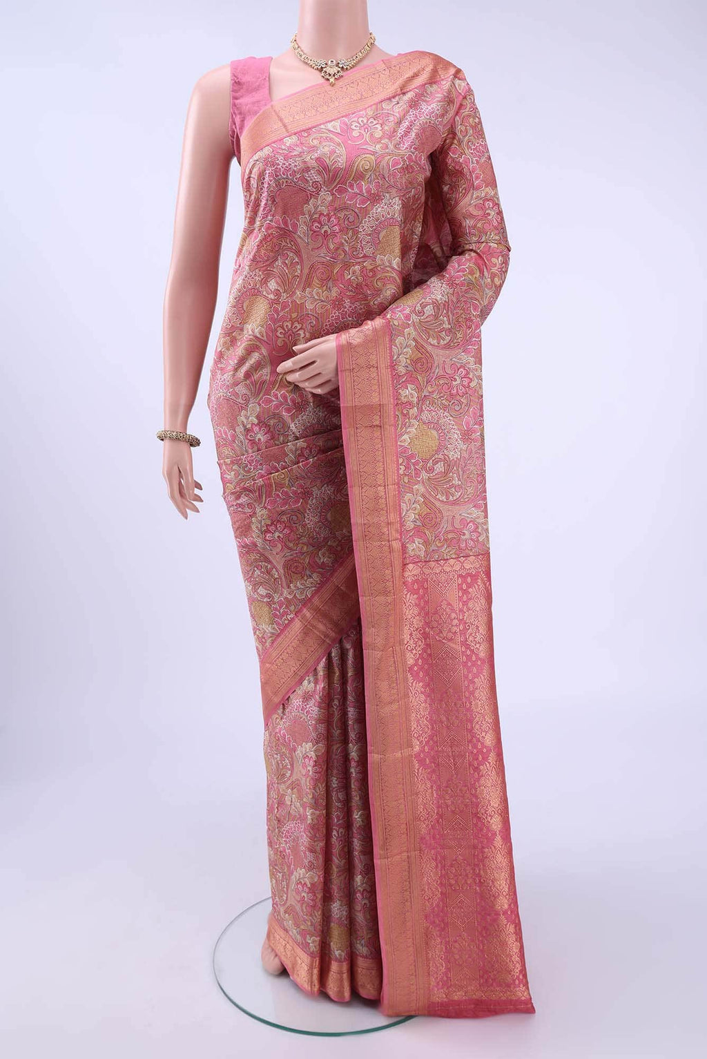 Pink Printed Silk Saree