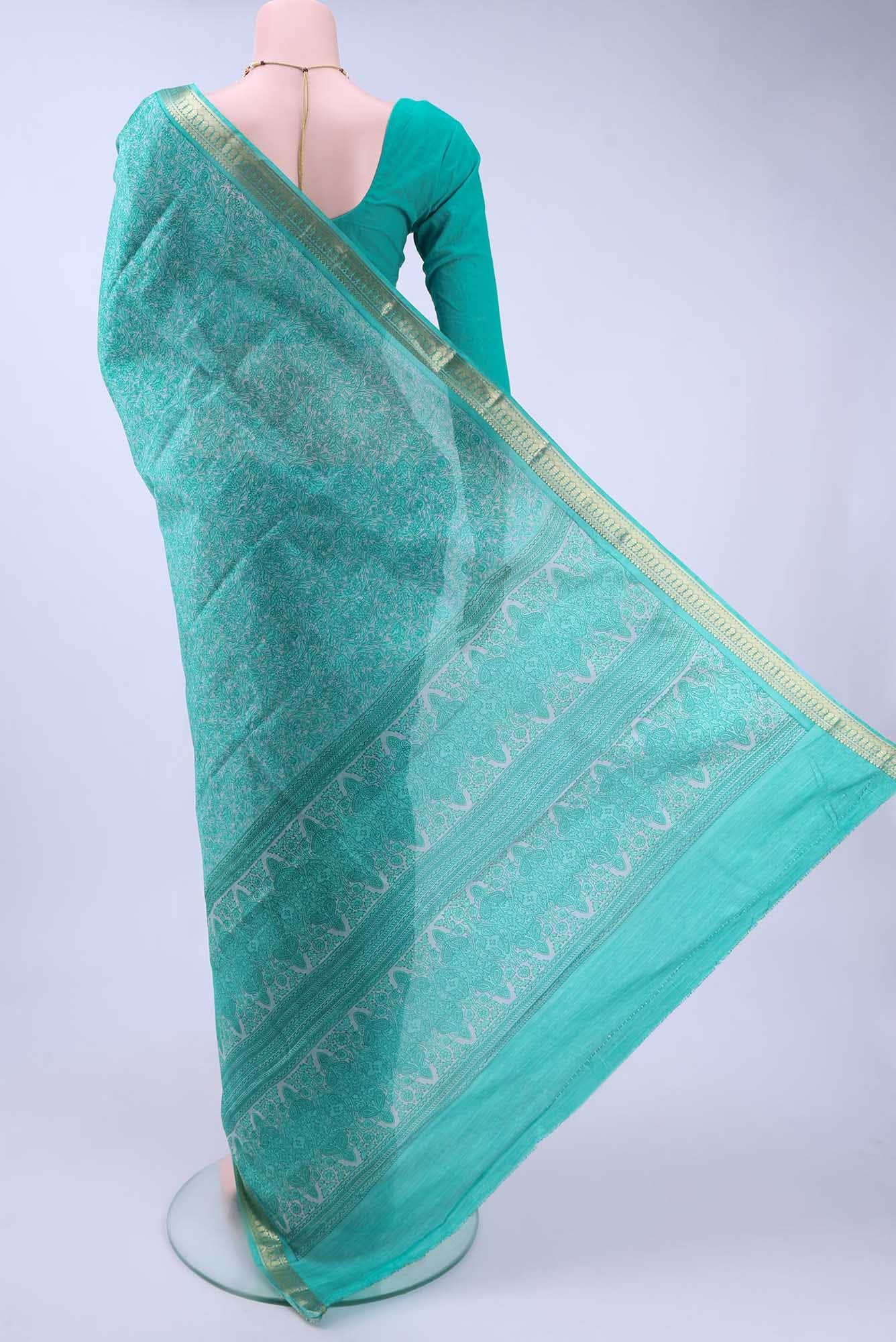 Davys Grey Printed Silk Saree