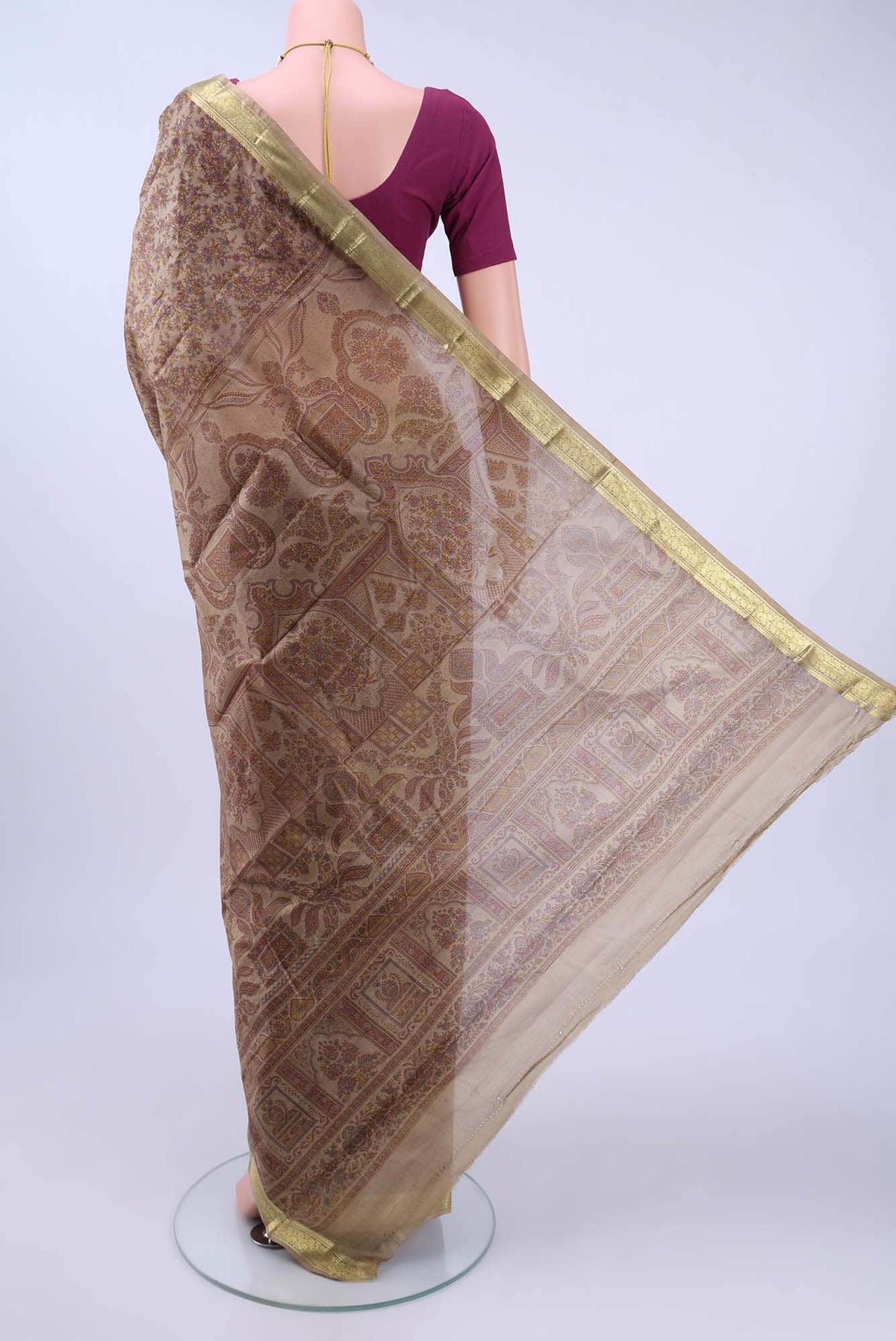 Caramel Printed Silk Saree