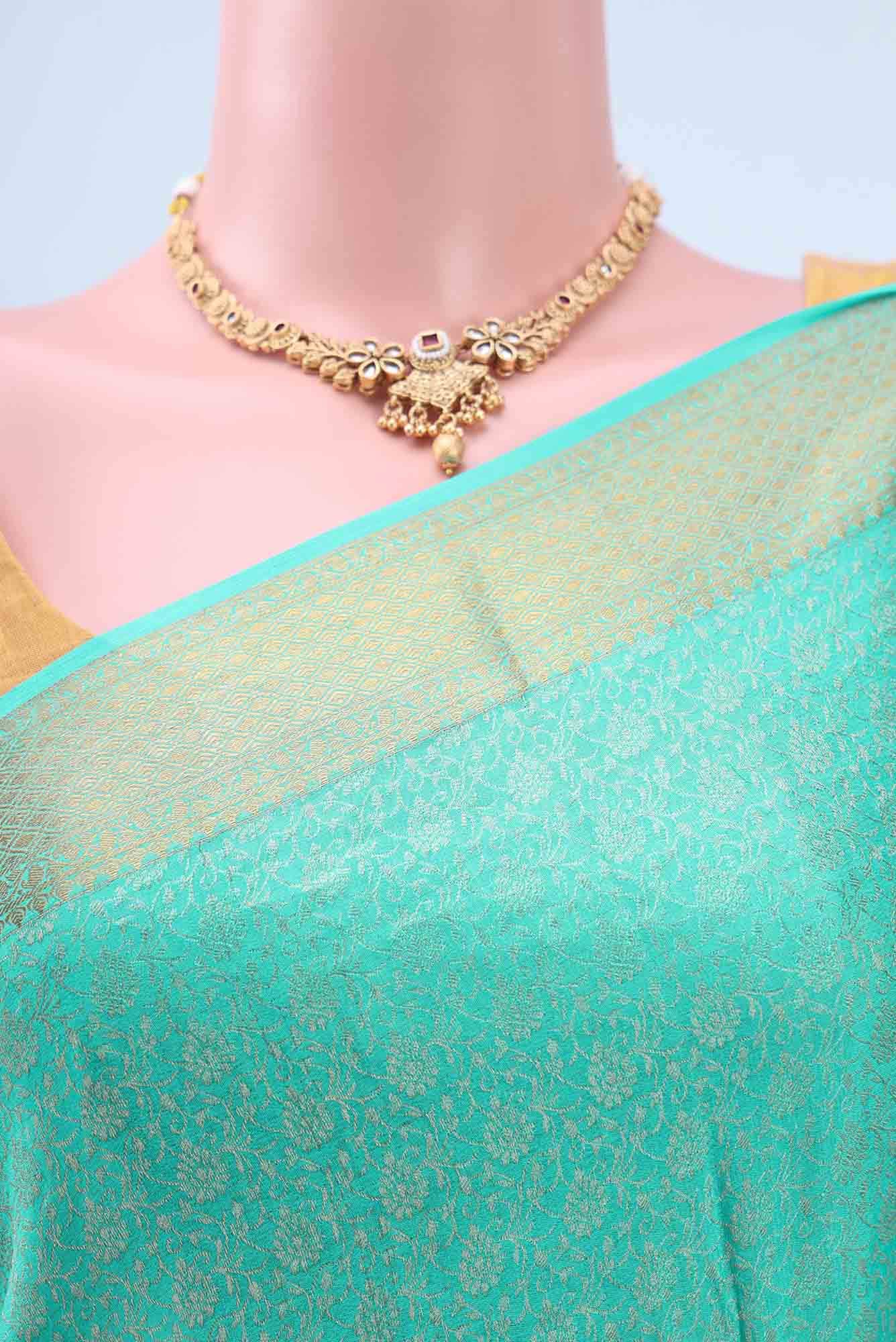 Mint Green Mysore Crepe Saree