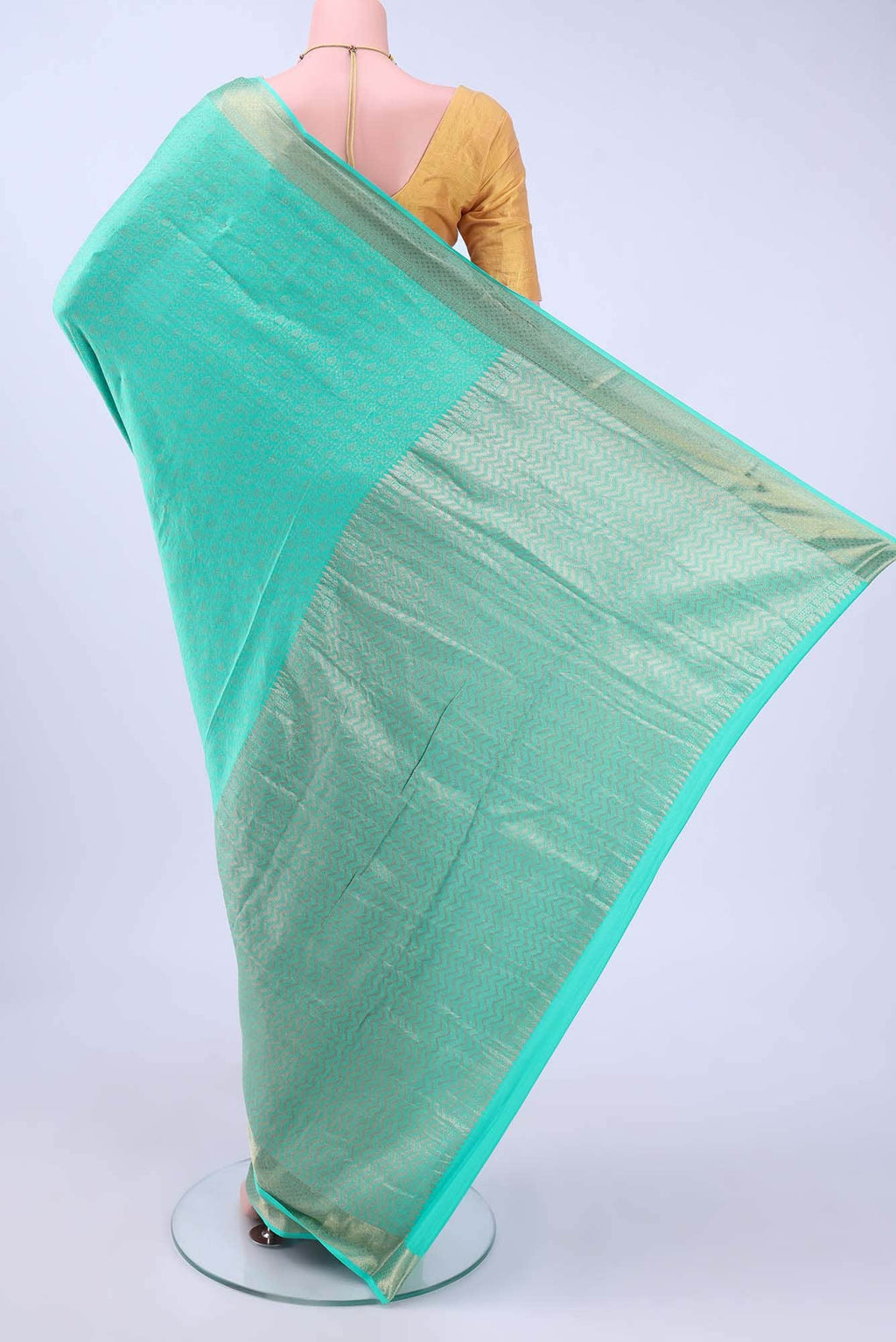Mint Green Mysore Crepe Saree