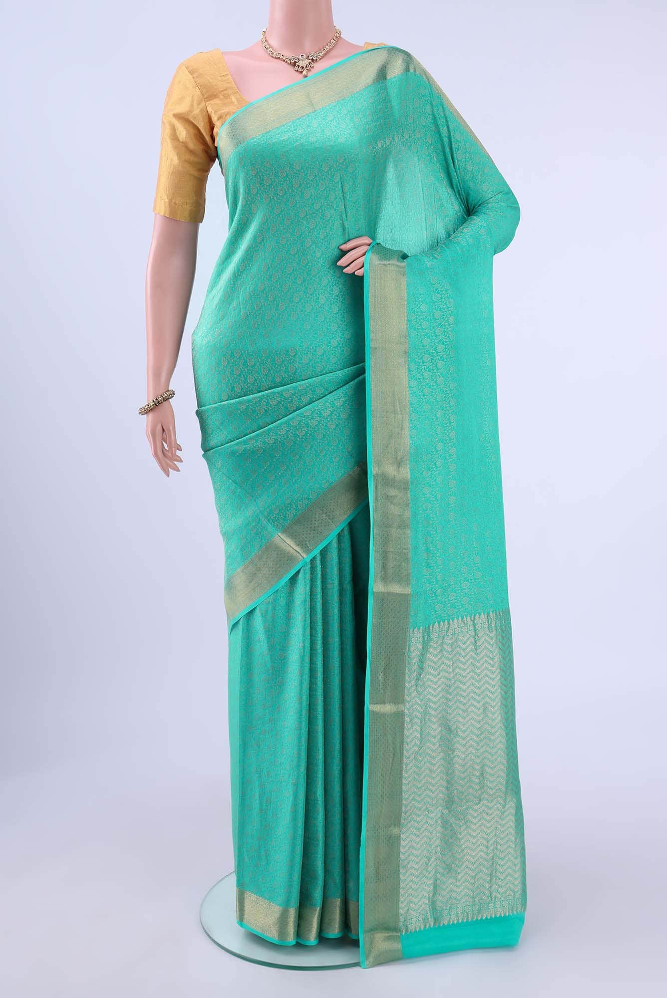 Mint Green Mysore Crepe Saree
