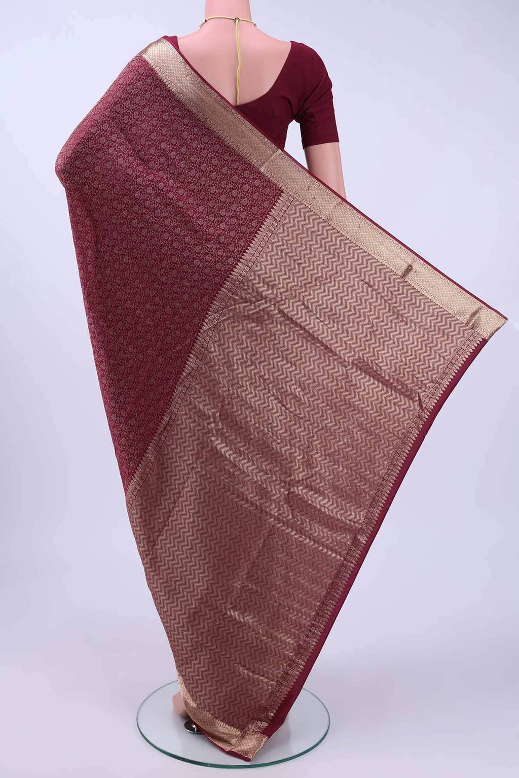 Burgundy Mysore Crepe Saree