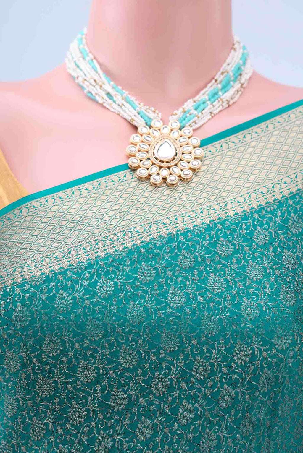 Peacock Blue Mysore Crepe Saree