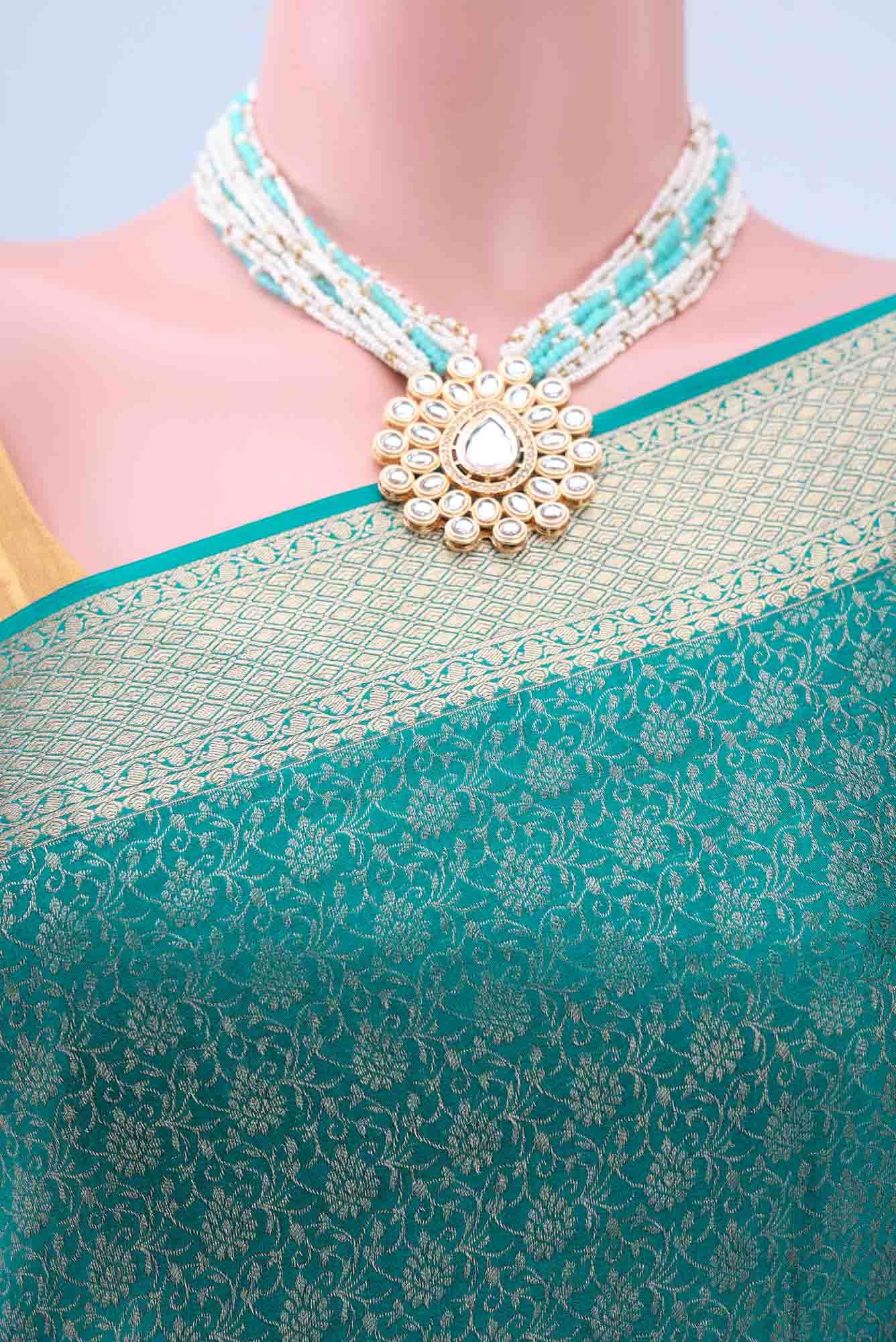 Peacock Blue Mysore Crepe Saree