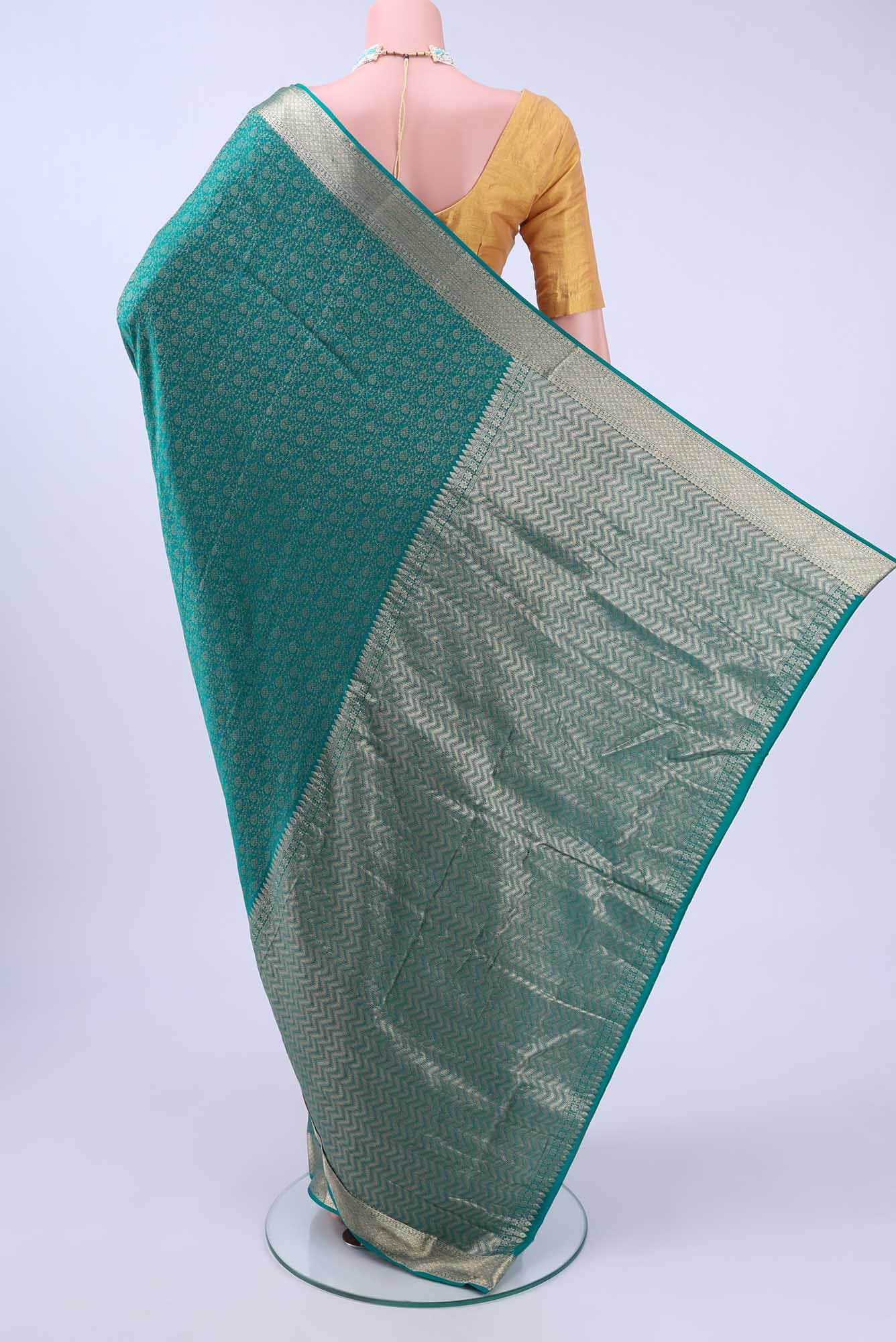Peacock Blue Mysore Crepe Saree