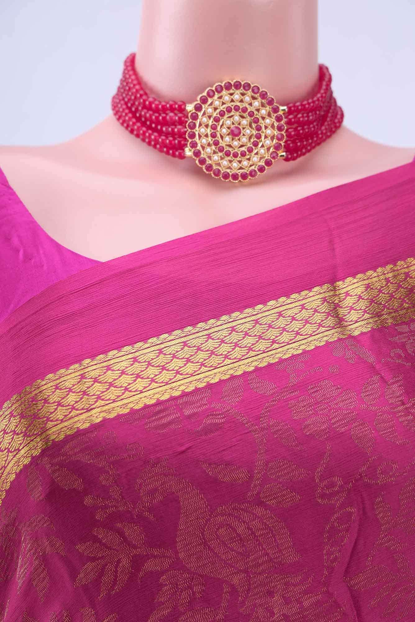 Rani Pink Mysore Crepe Saree
