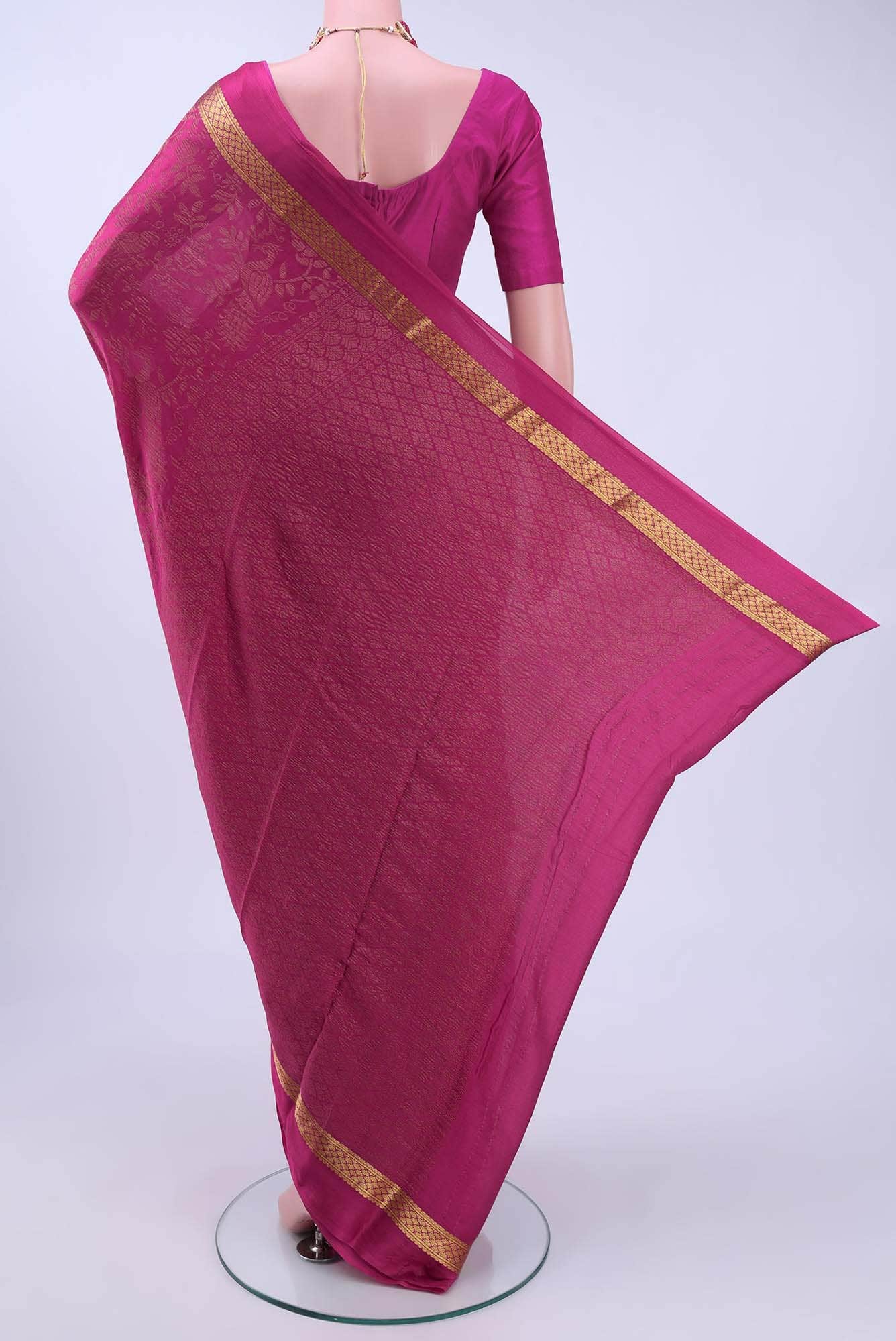 Rani Pink Mysore Crepe Saree