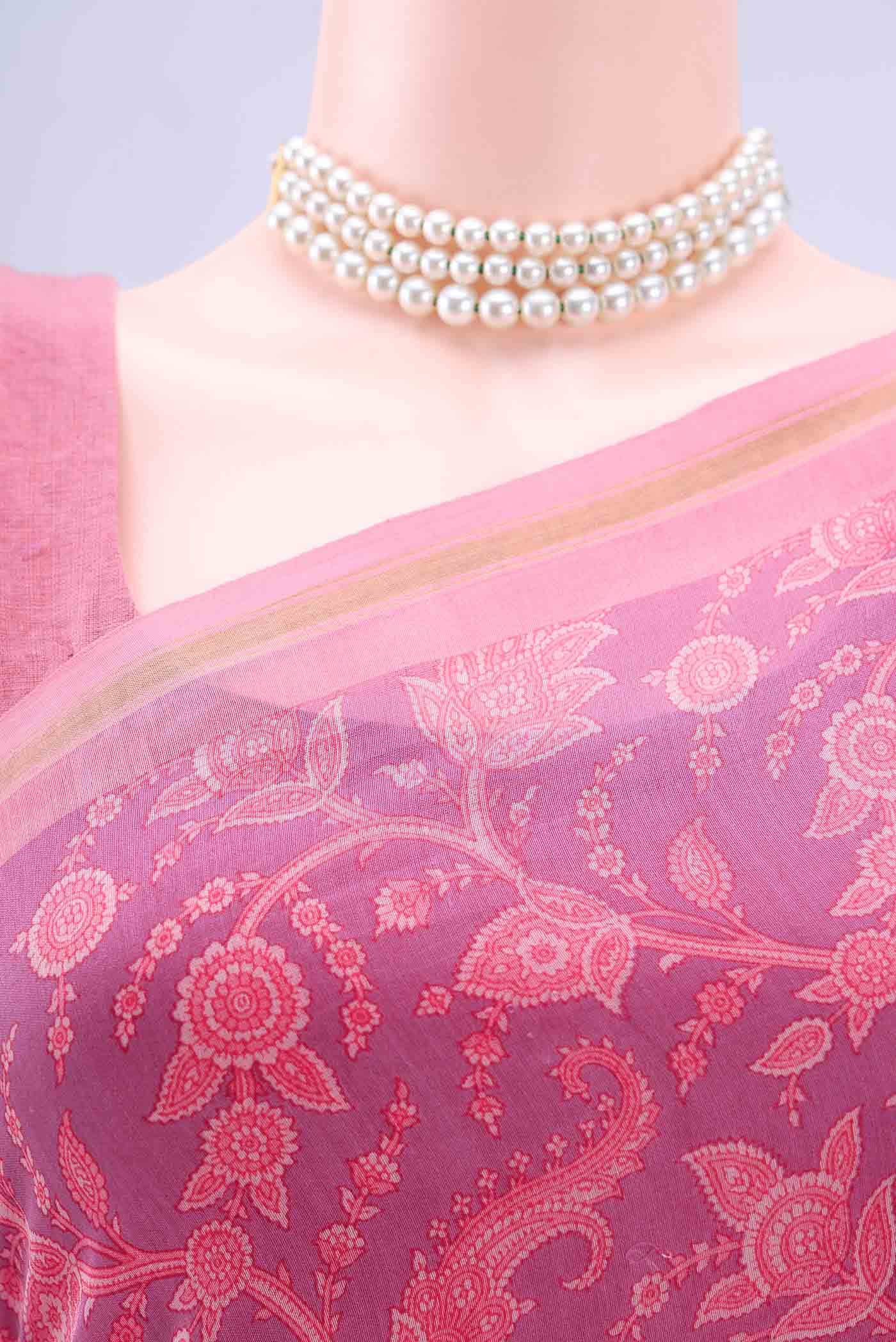 Violet Blended Chanderi Silk Saree