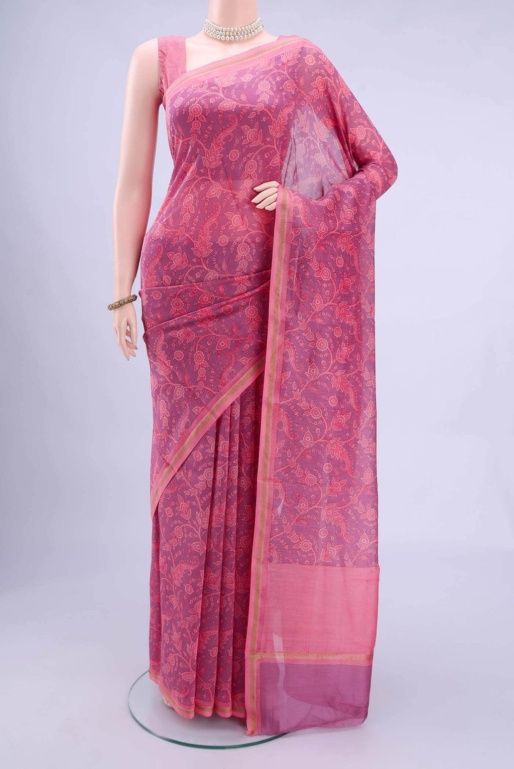Violet Blended Chanderi Silk Saree