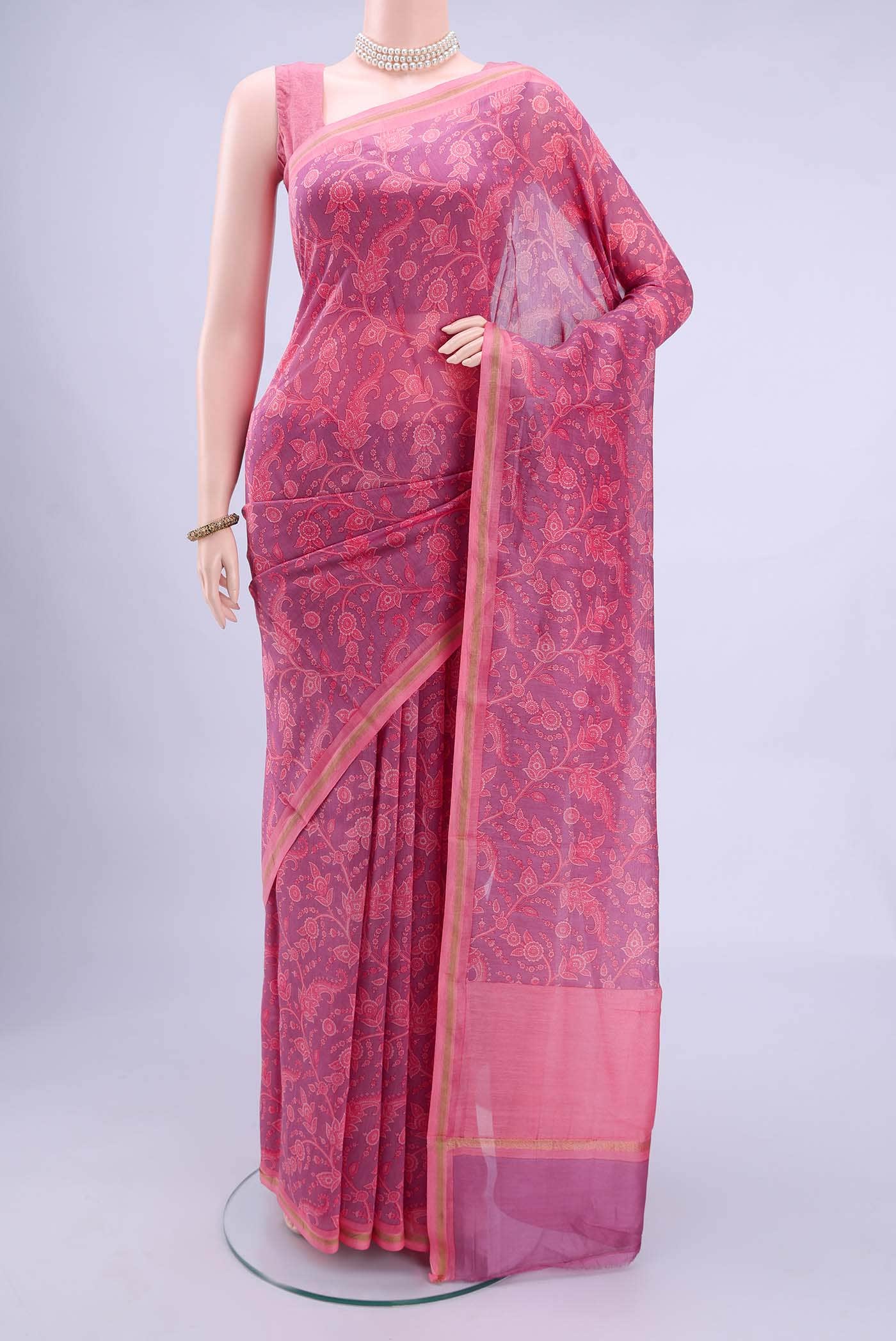 Violet Blended Chanderi Silk Saree