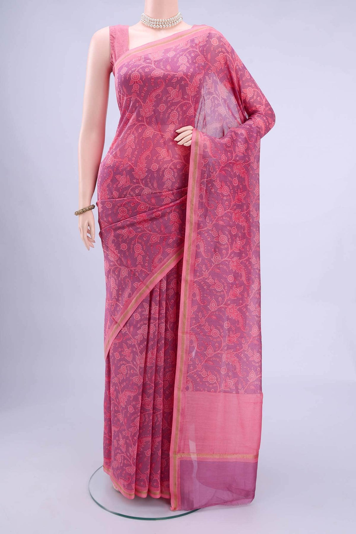 Violet Blended Chanderi Silk Saree
