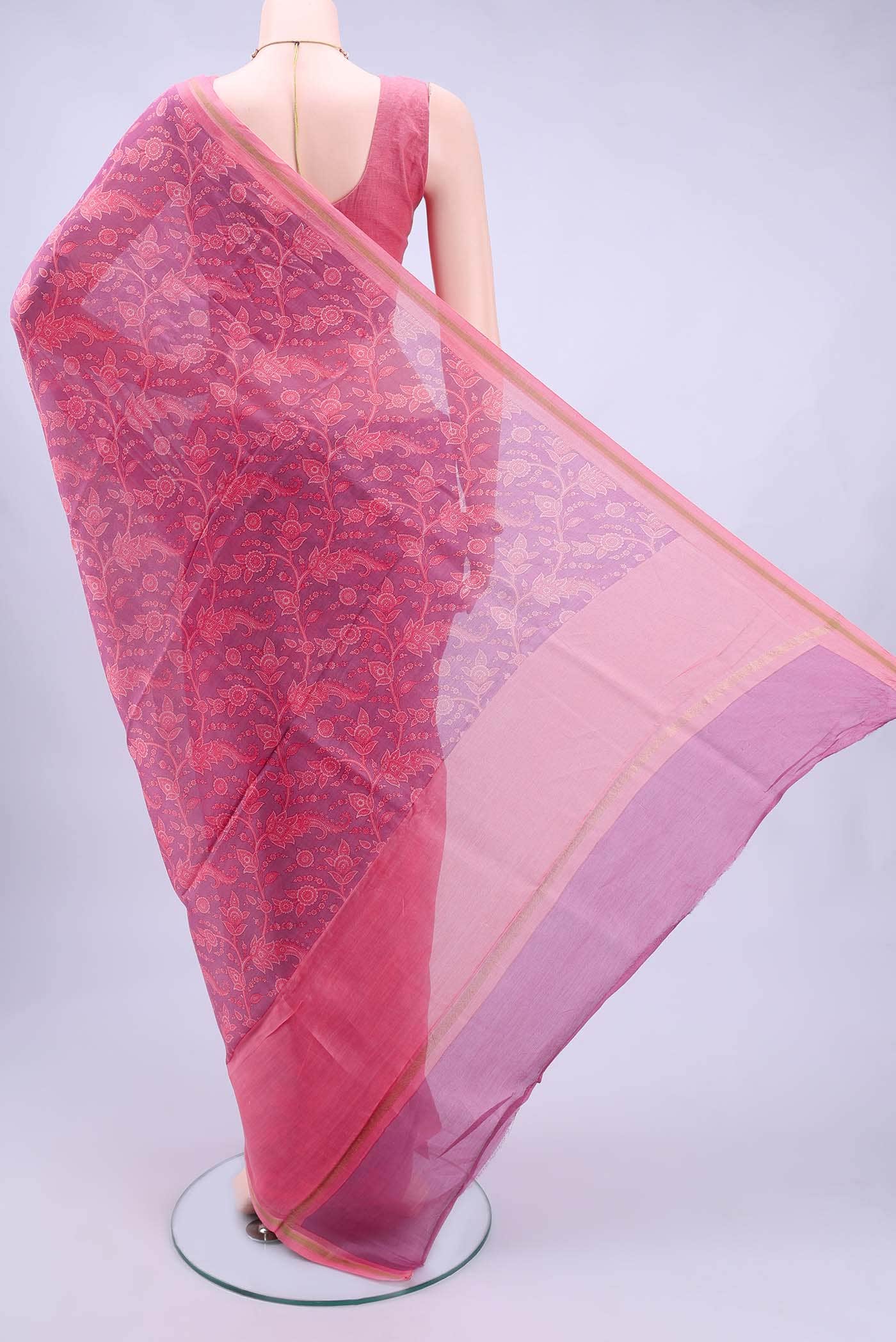 Violet Blended Chanderi Silk Saree