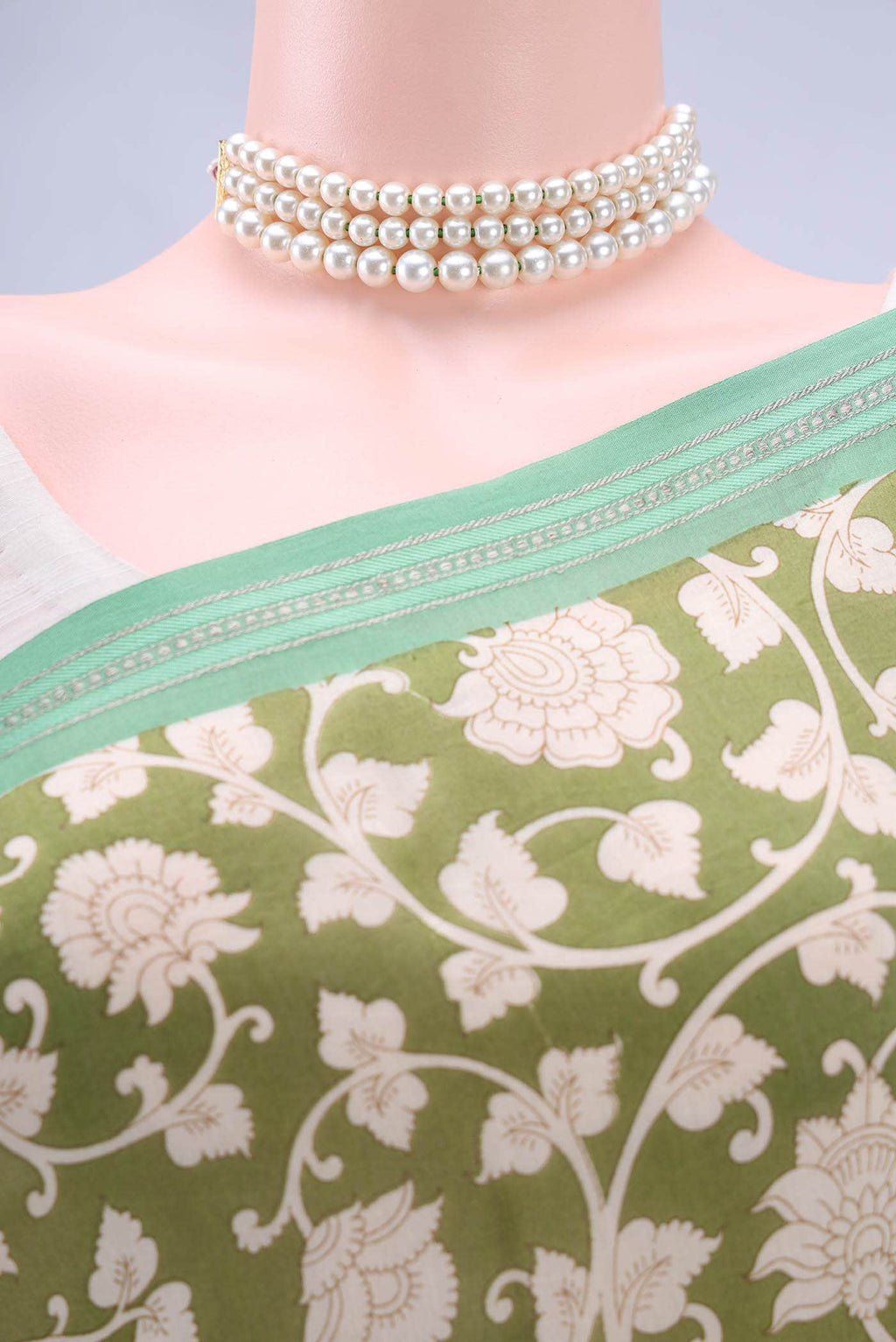 Mehandi Green Blended Chanderi Silk Saree