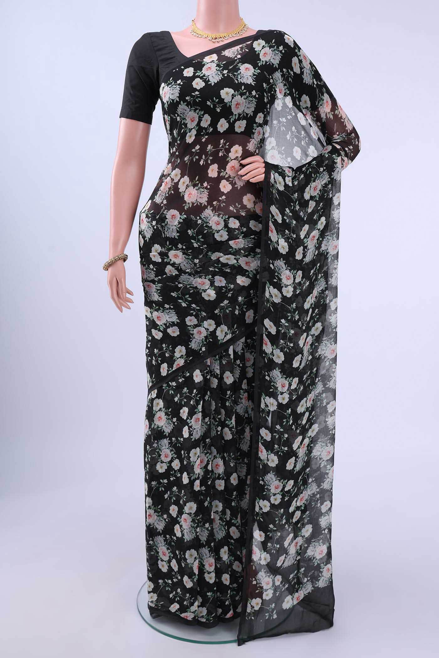 Black Chiffon Saree