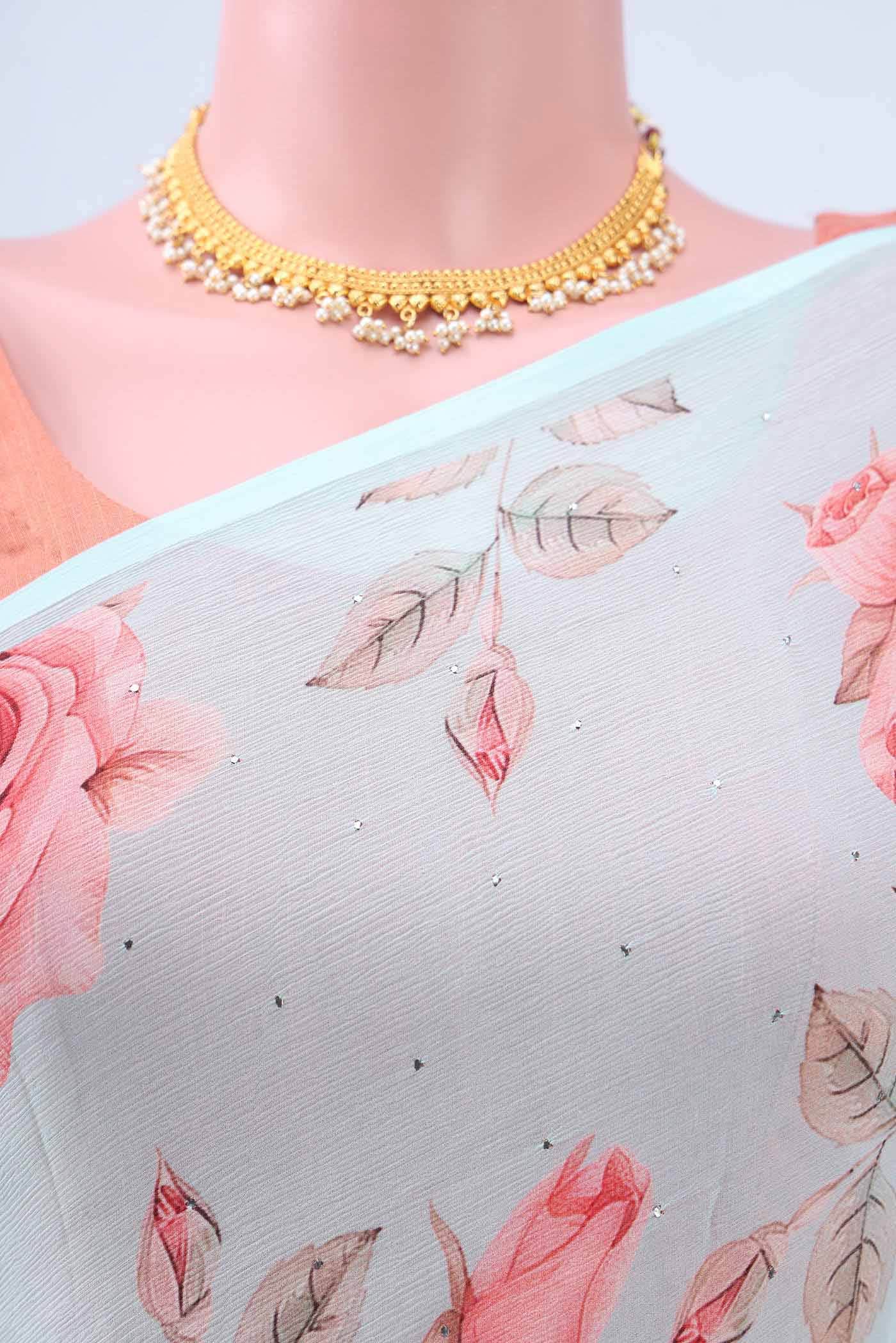Mint Green Chiffon Saree