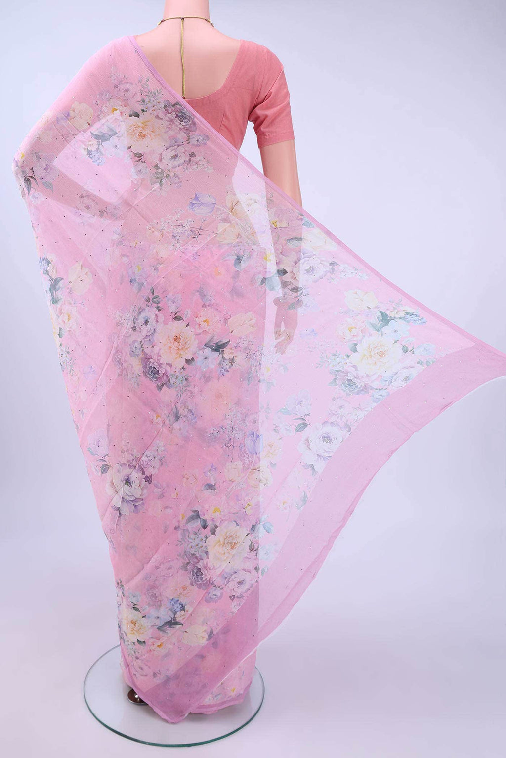 Pink Chiffon Saree