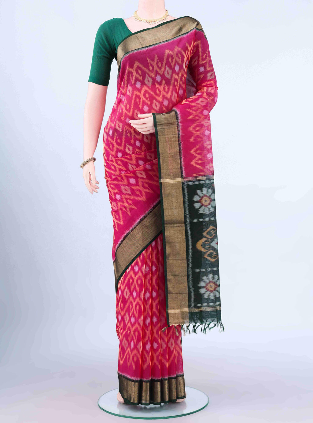 Rani Pink Kora Cotton Saree