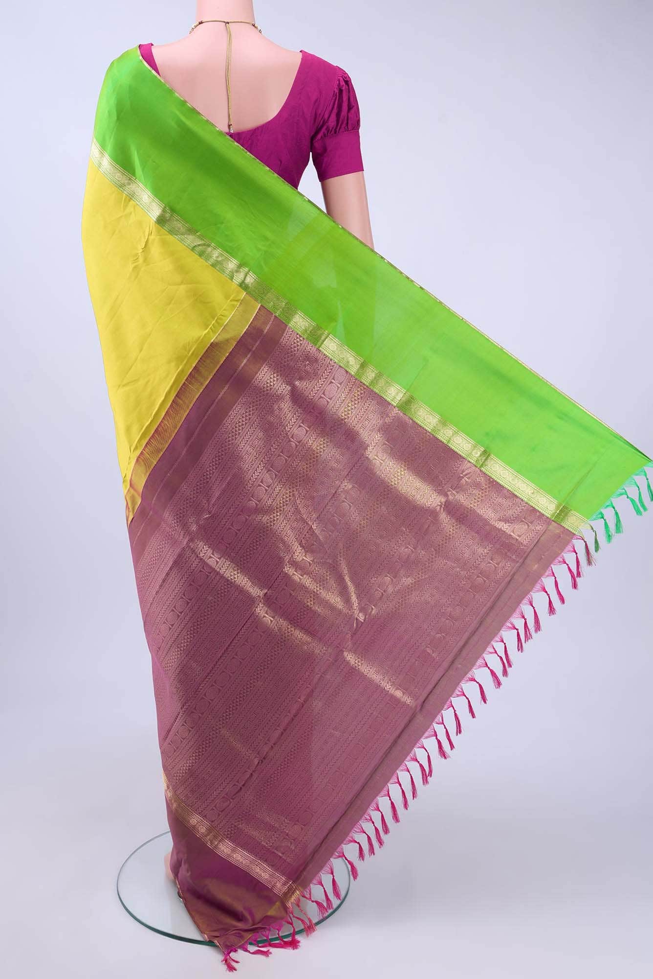 Acid Green Nangavalli Silk [ Salem ] Saree