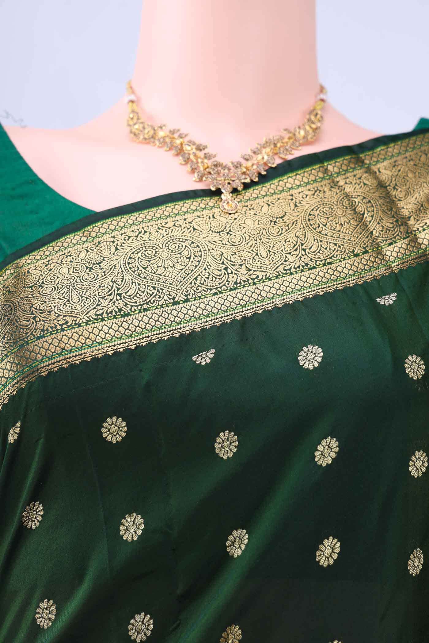 Bottle Green Bangalore Silk - kadyal Saree