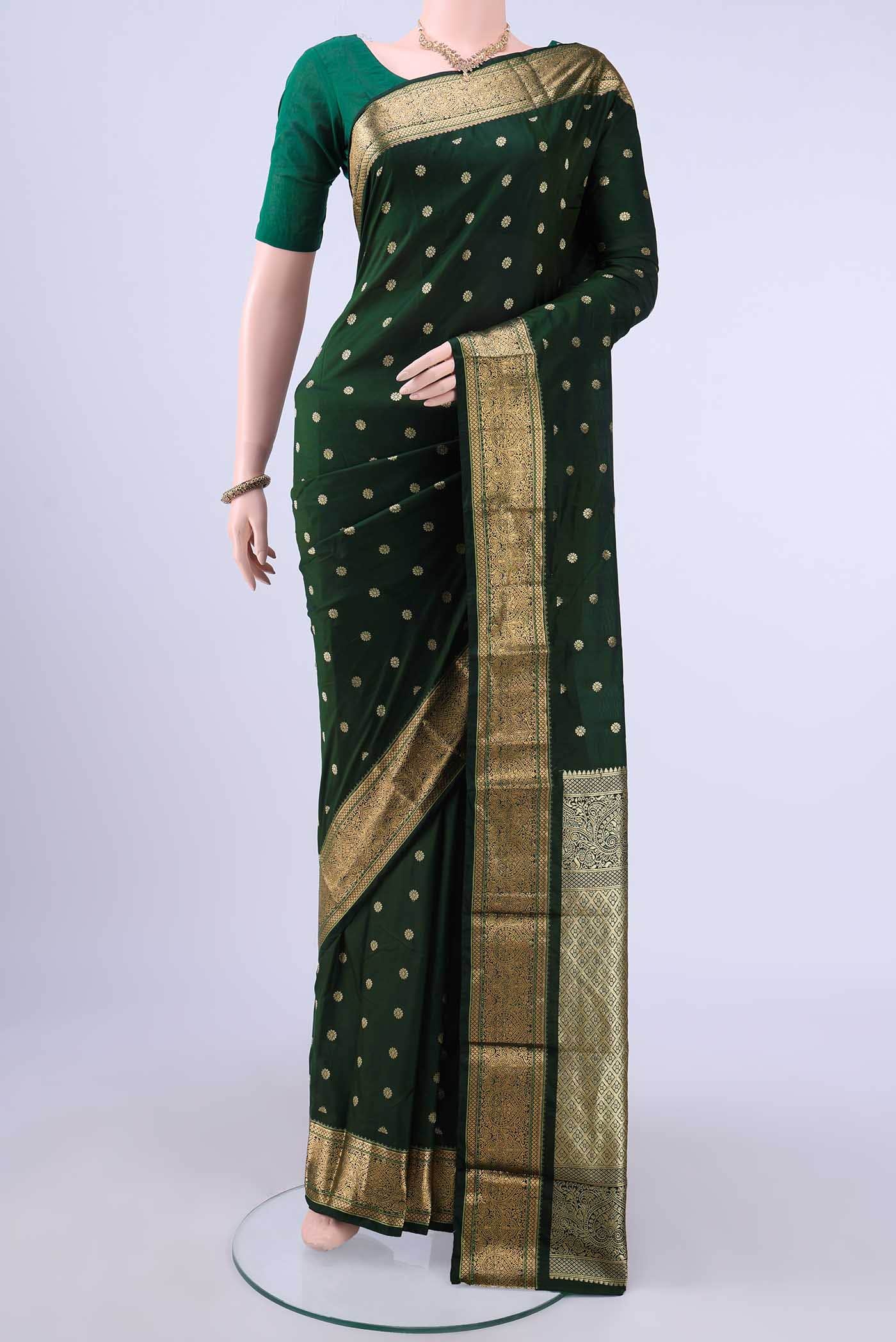 Bottle Green Bangalore Silk - kadyal Saree