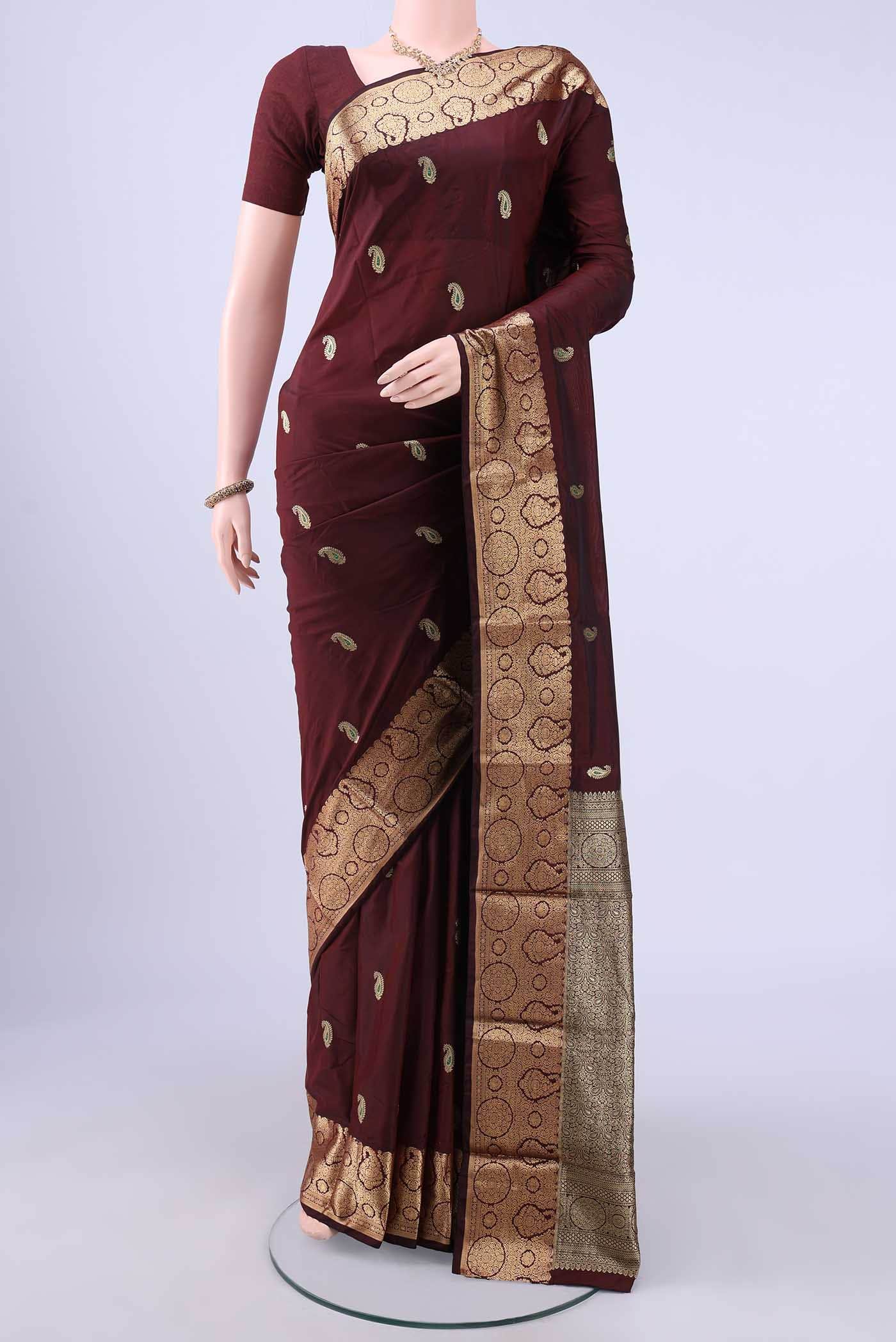 Maroon Bangalore Silk - kadyal Saree