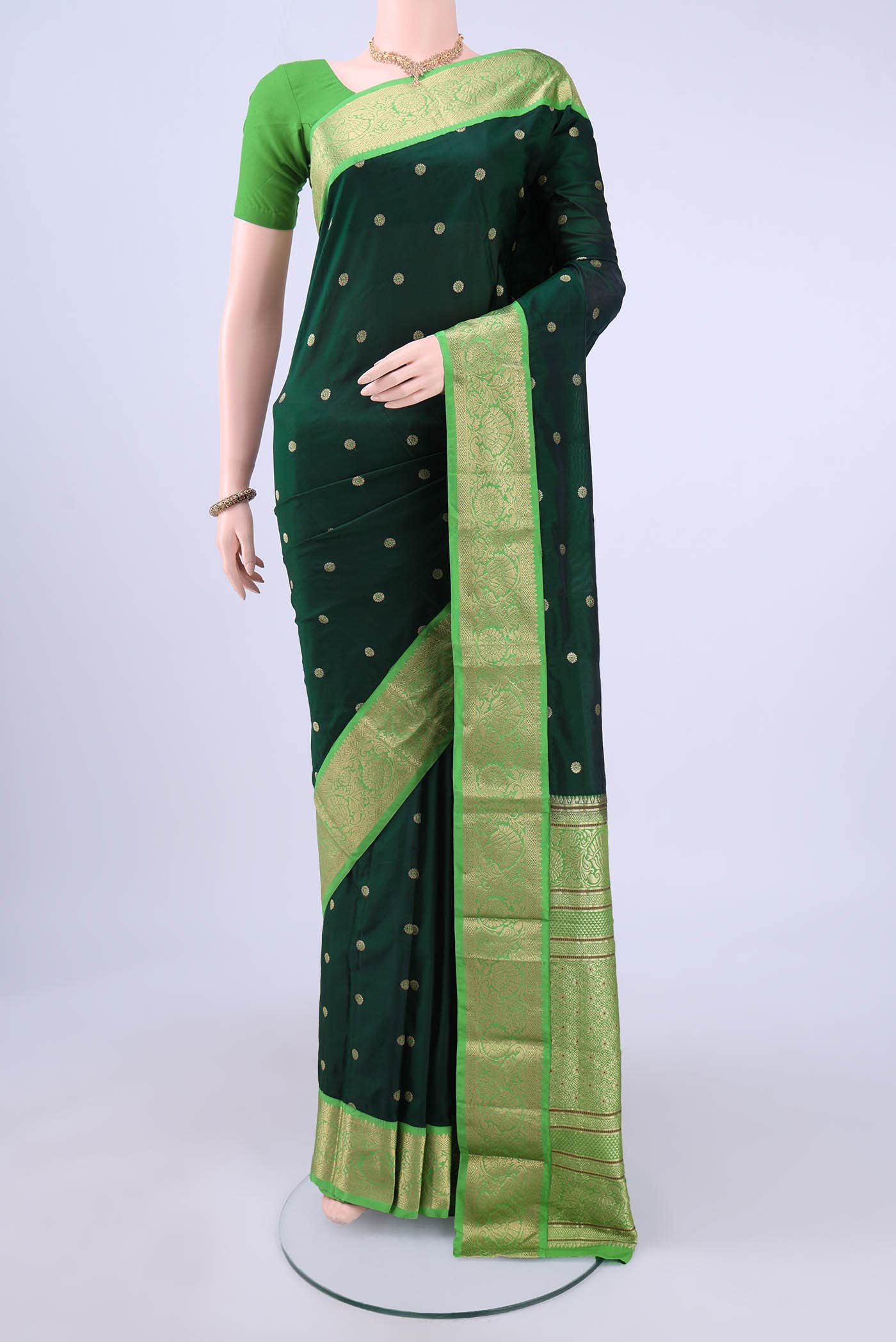 Bottle Green Bangalore Silk - kadyal Saree