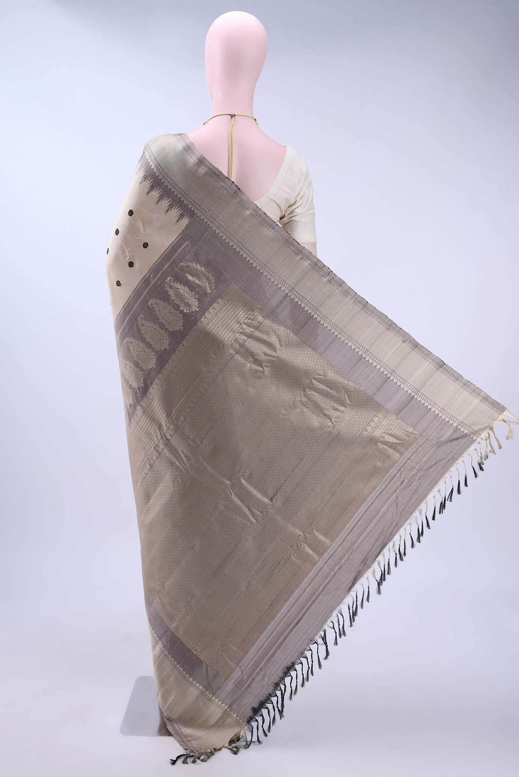 Beige Gadwal Silk Saree