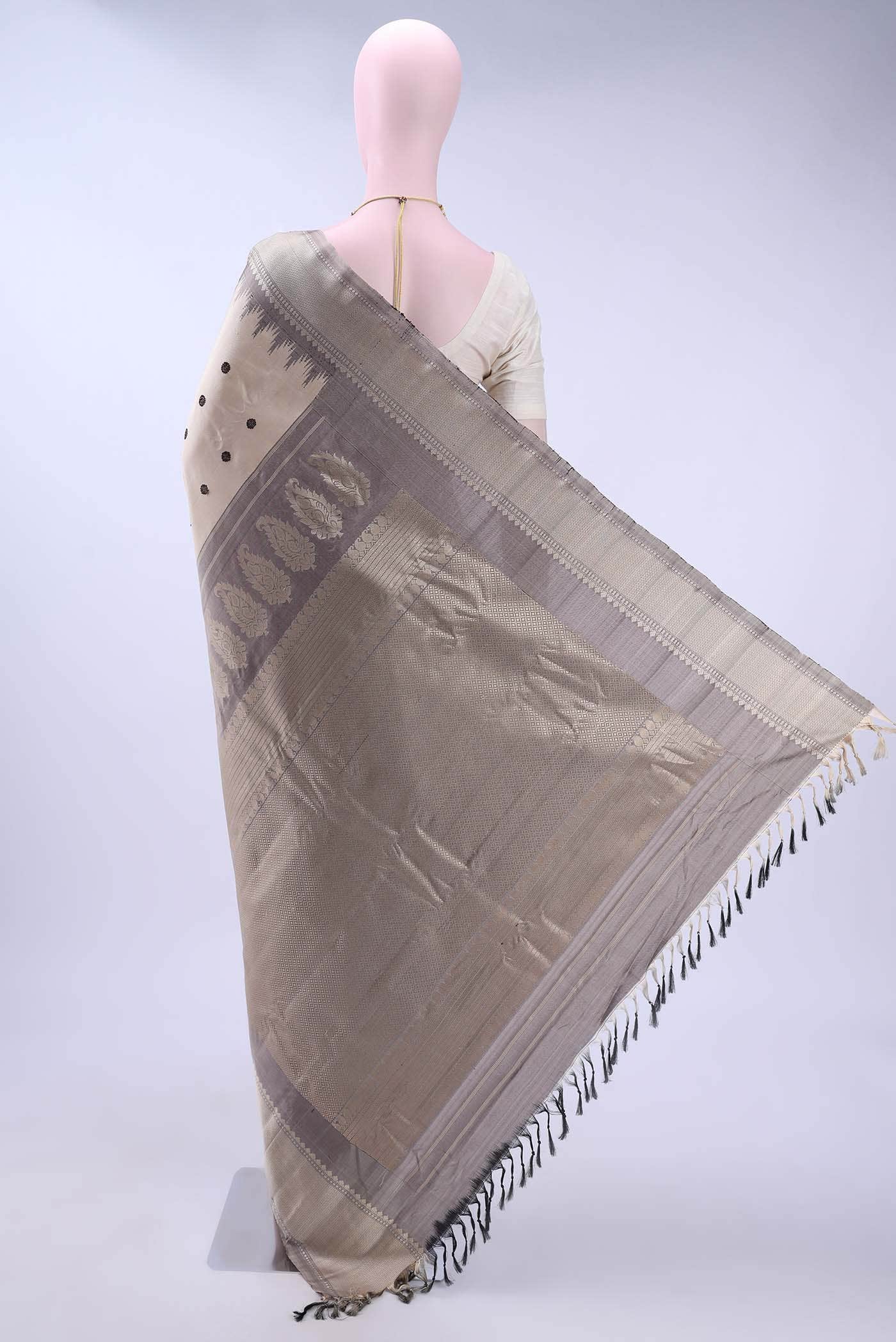 Beige Gadwal Silk Saree