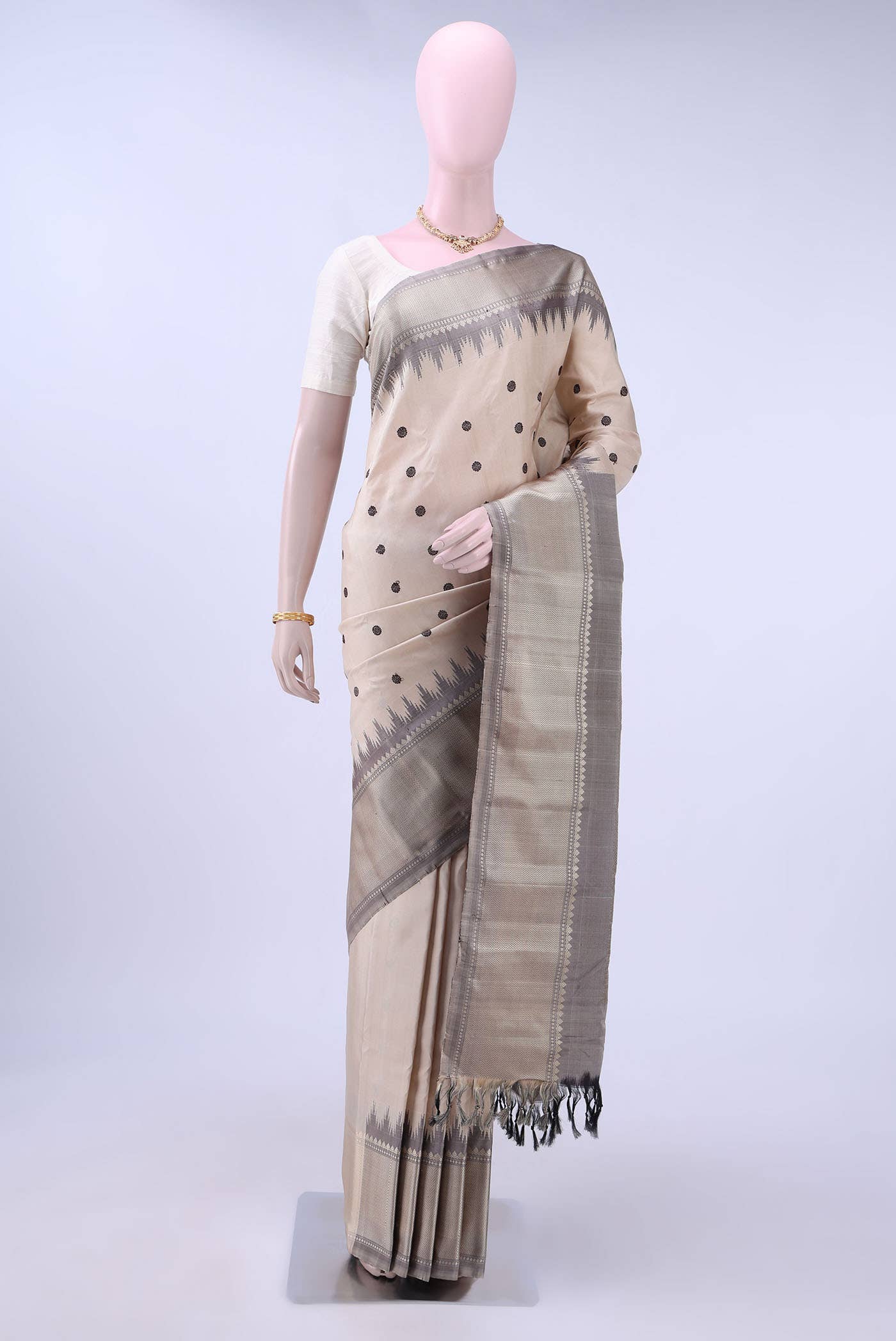 Beige Gadwal Silk Saree