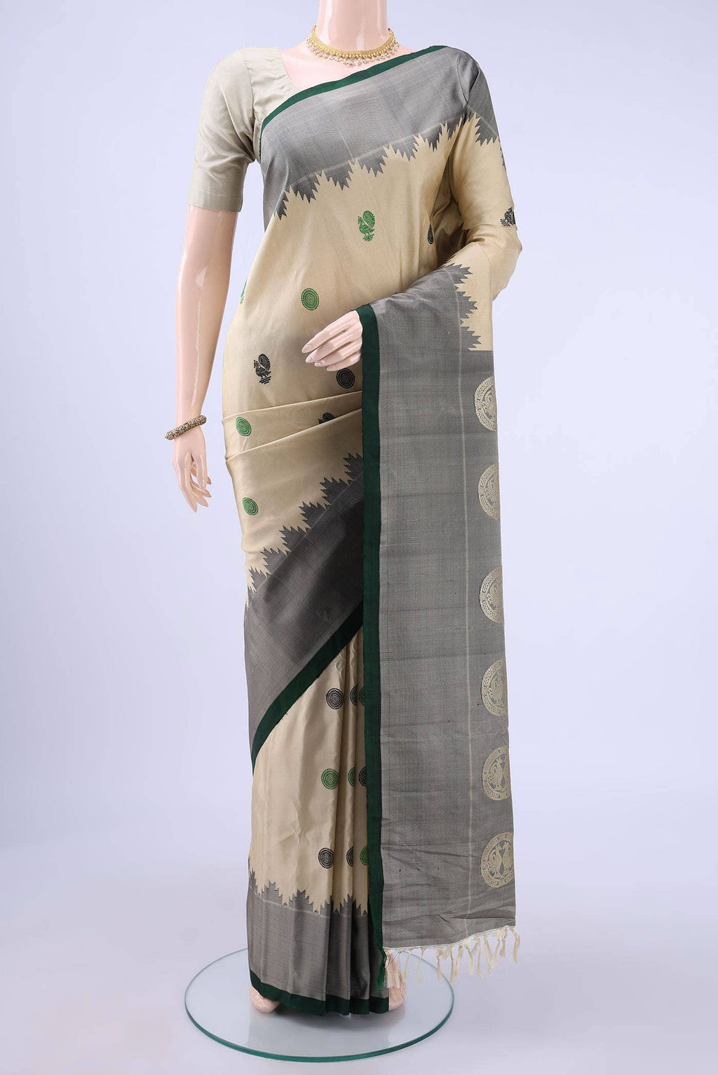 Beige Gadwal Silk Saree