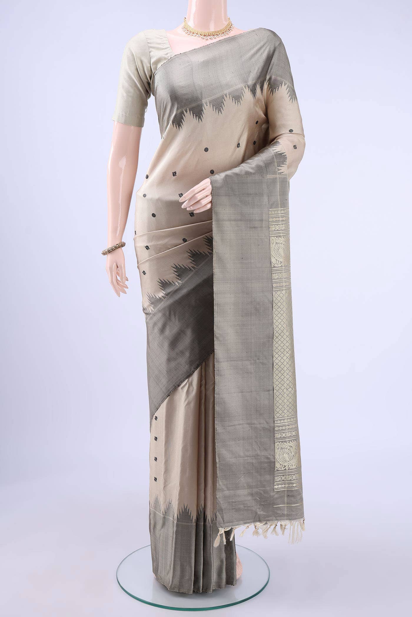 Beige Gadwal Silk Saree