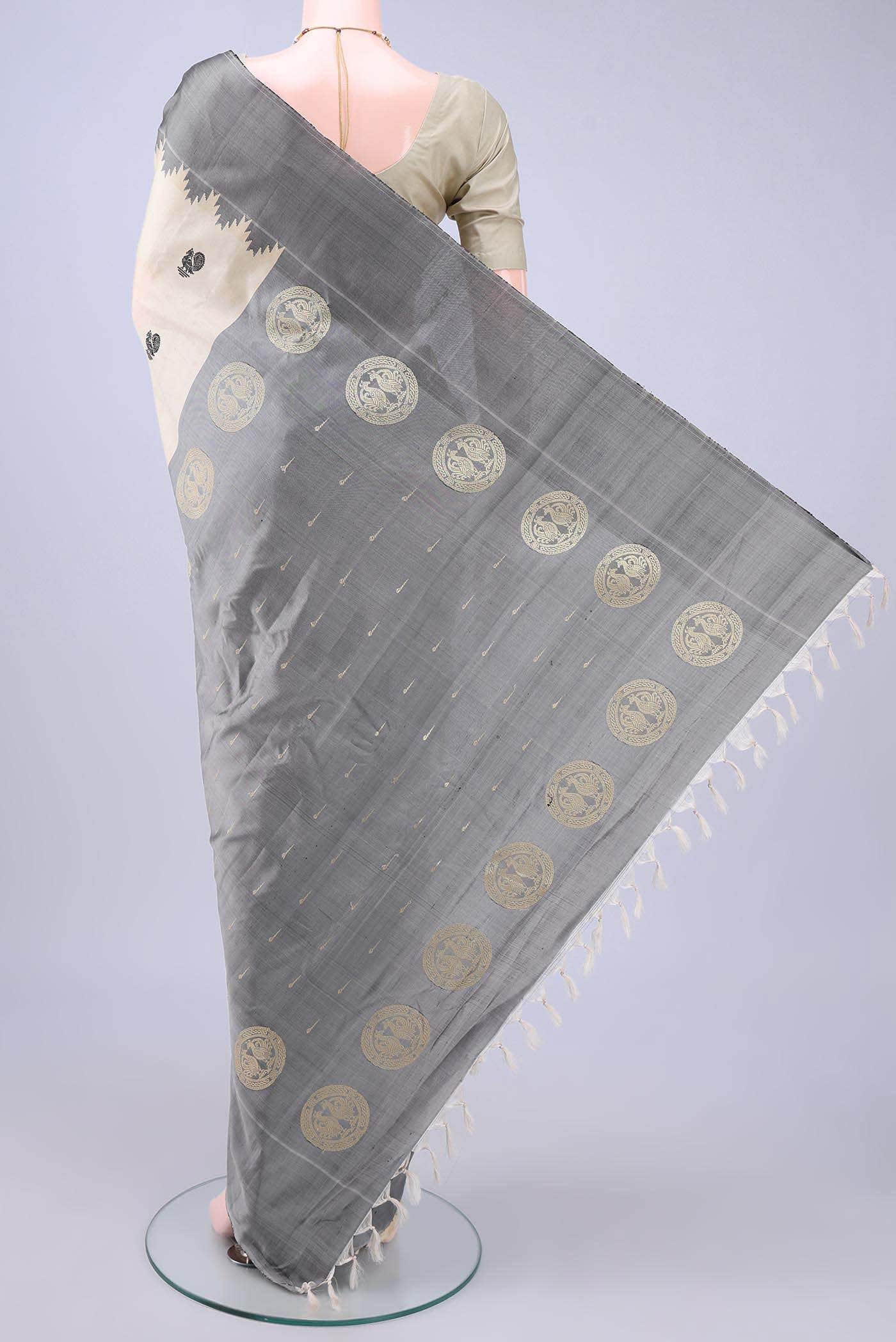 Beige Gadwal Silk Saree