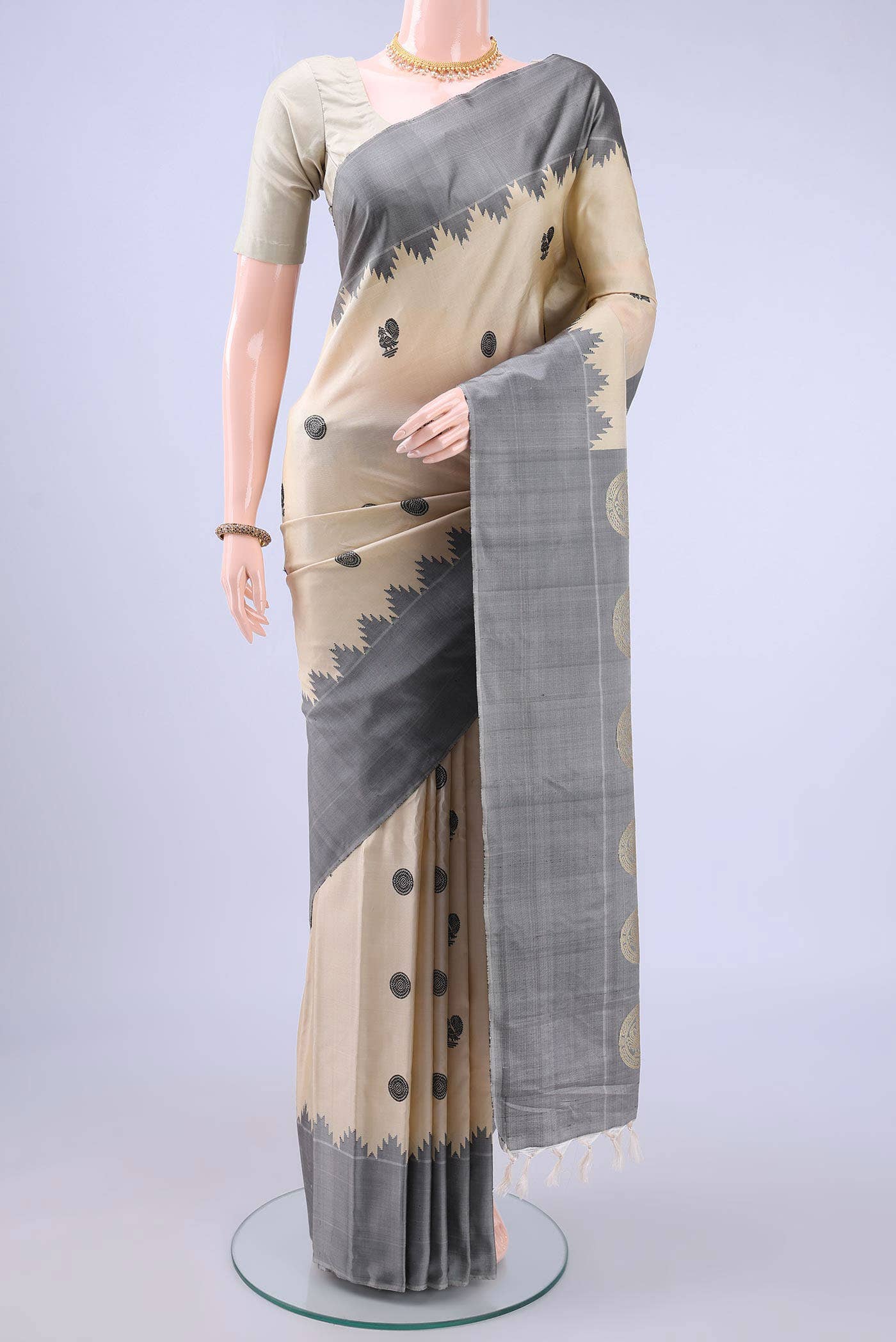Beige Gadwal Silk Saree