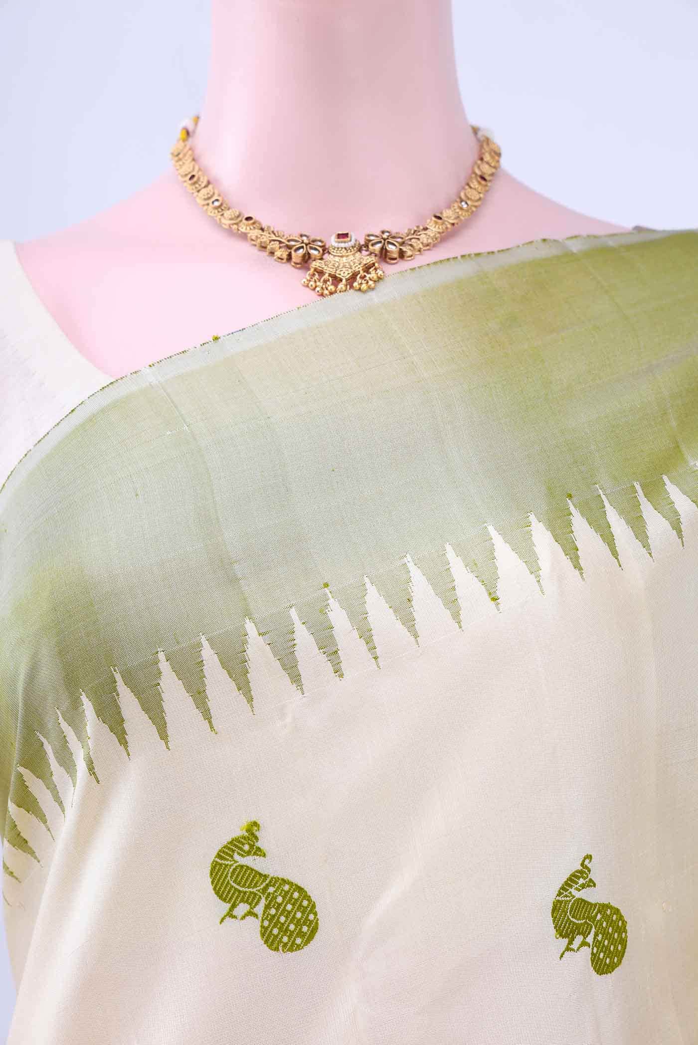 Off White Gadwal Silk Saree