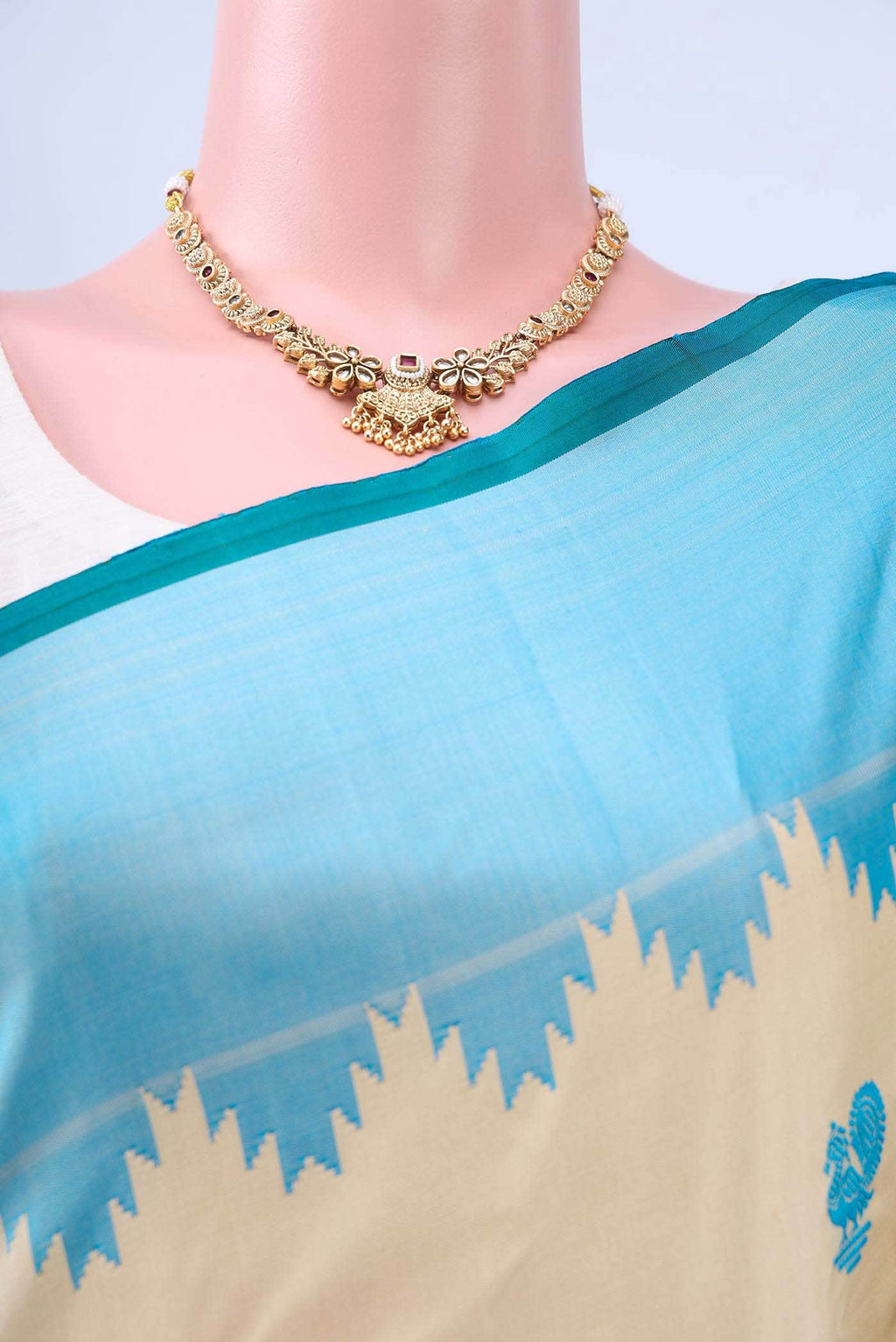 Beige Gadwal Silk Saree