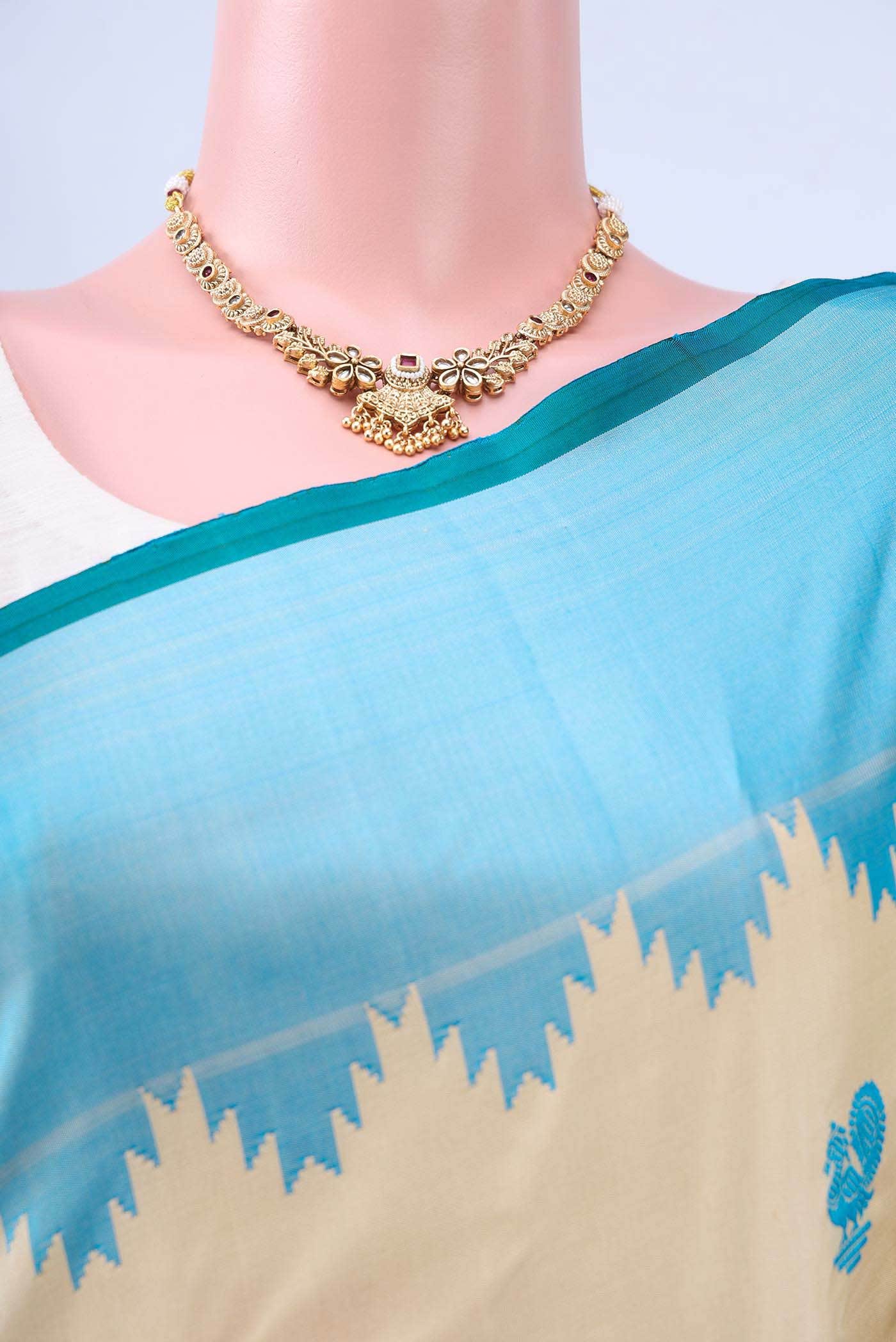 Beige Gadwal Silk Saree
